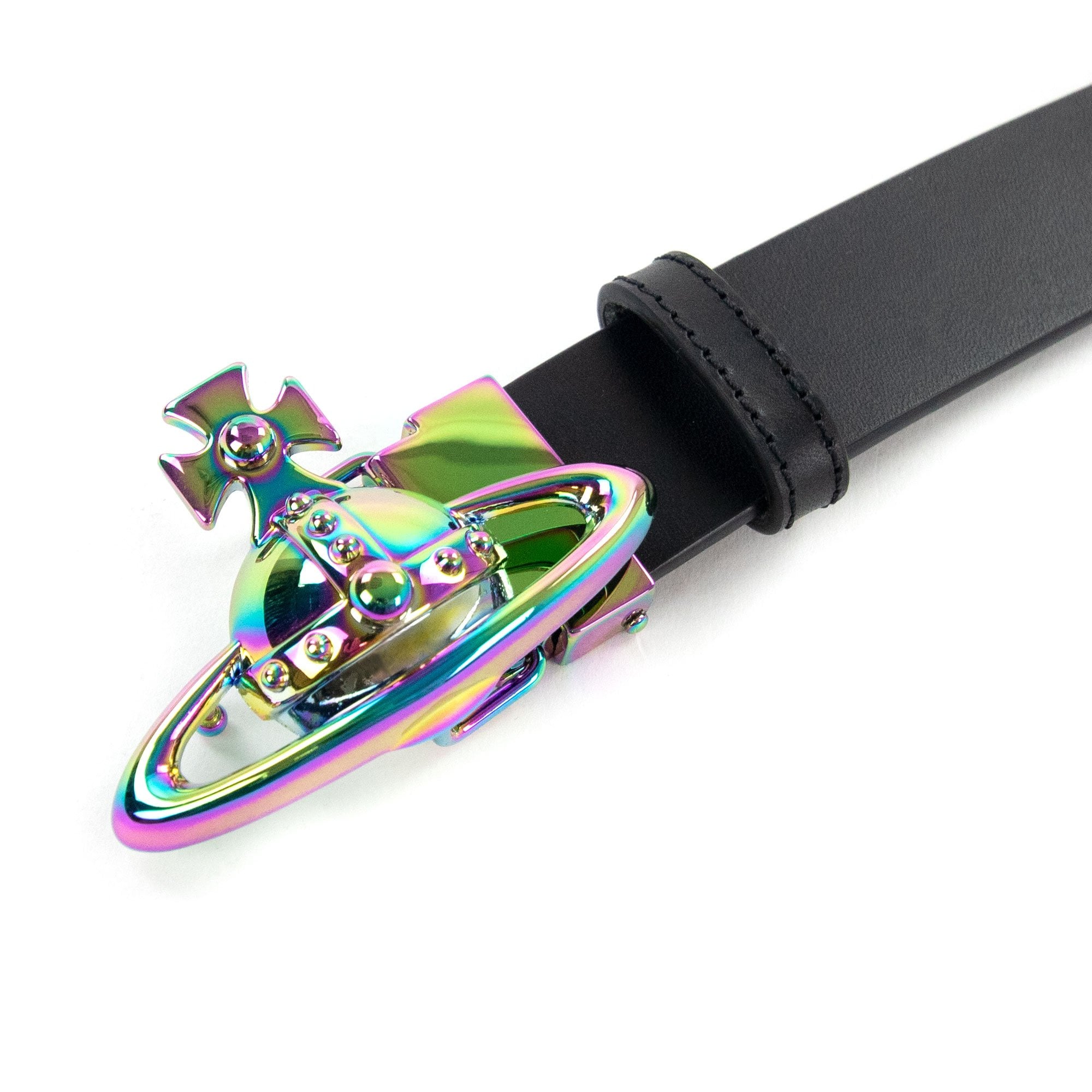 Vivienne Westwood Orb Buckle Iridescent Belt Black | ONU – Onu