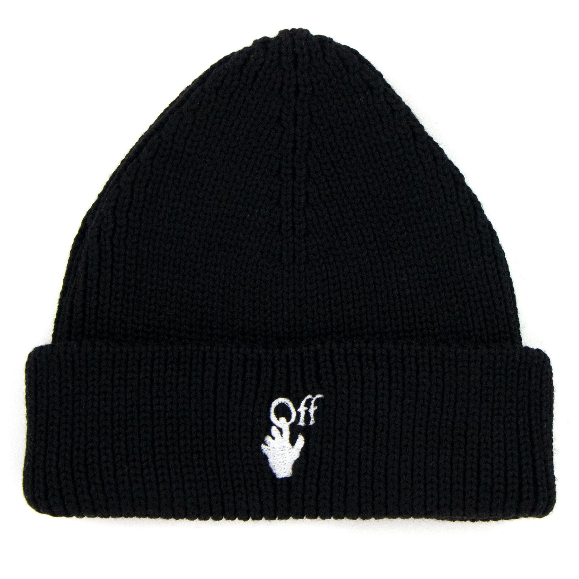 Off White Hand Off Wool Rib Beanie Black/white