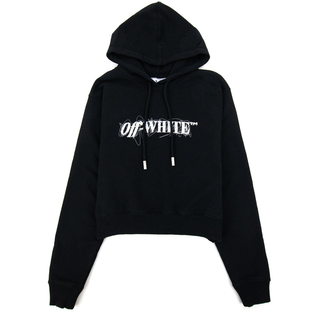 Off White Women Pen Logo Crop Hoodie Black/white