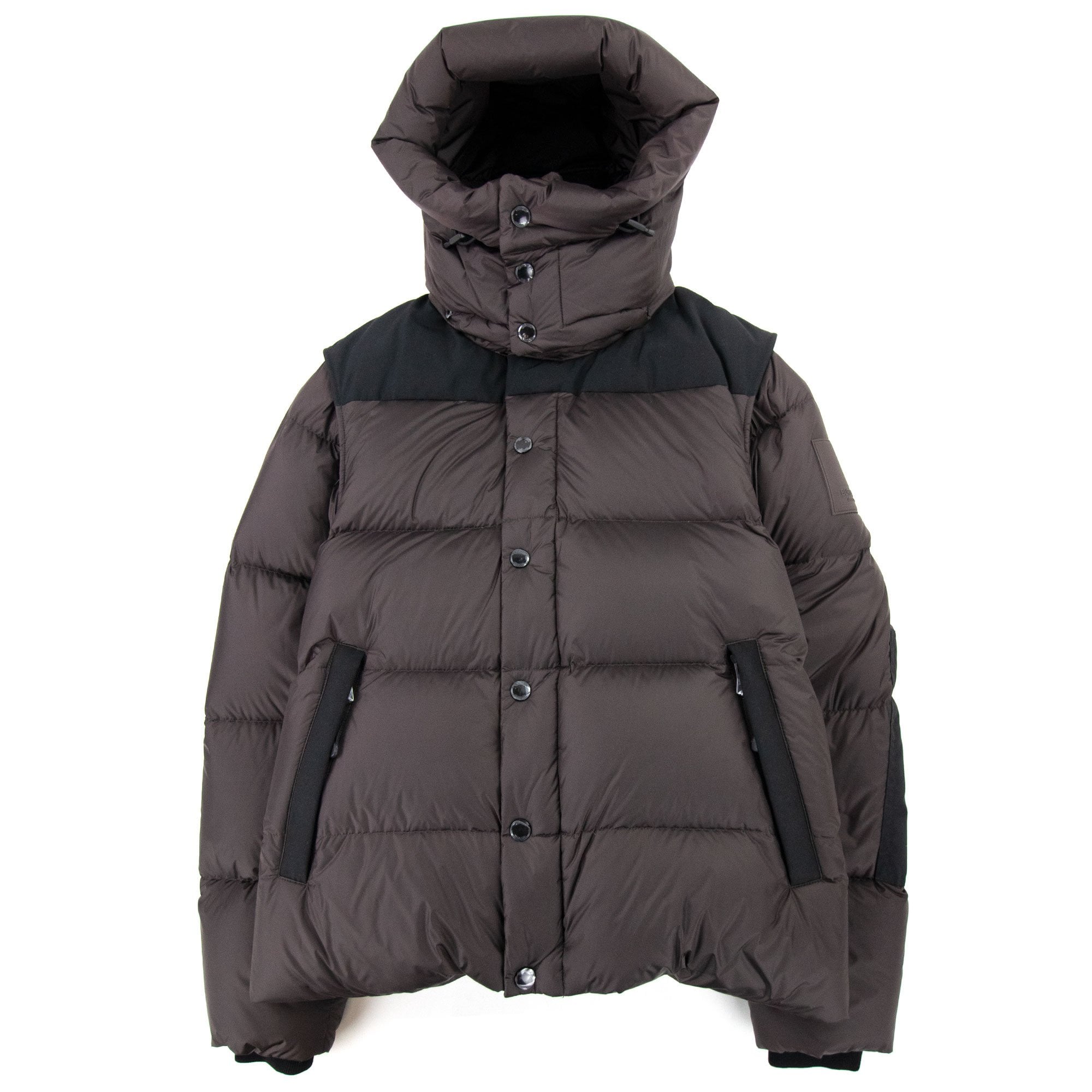 Burberry Detachable Sleeve Hooded Puffer Jacket Brown