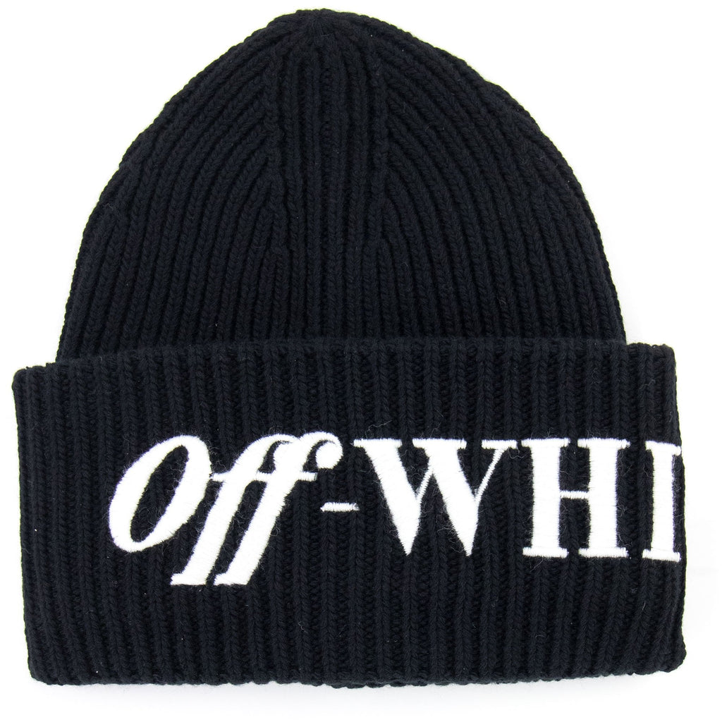 Off White Logo Ribbed Beanie Black/white