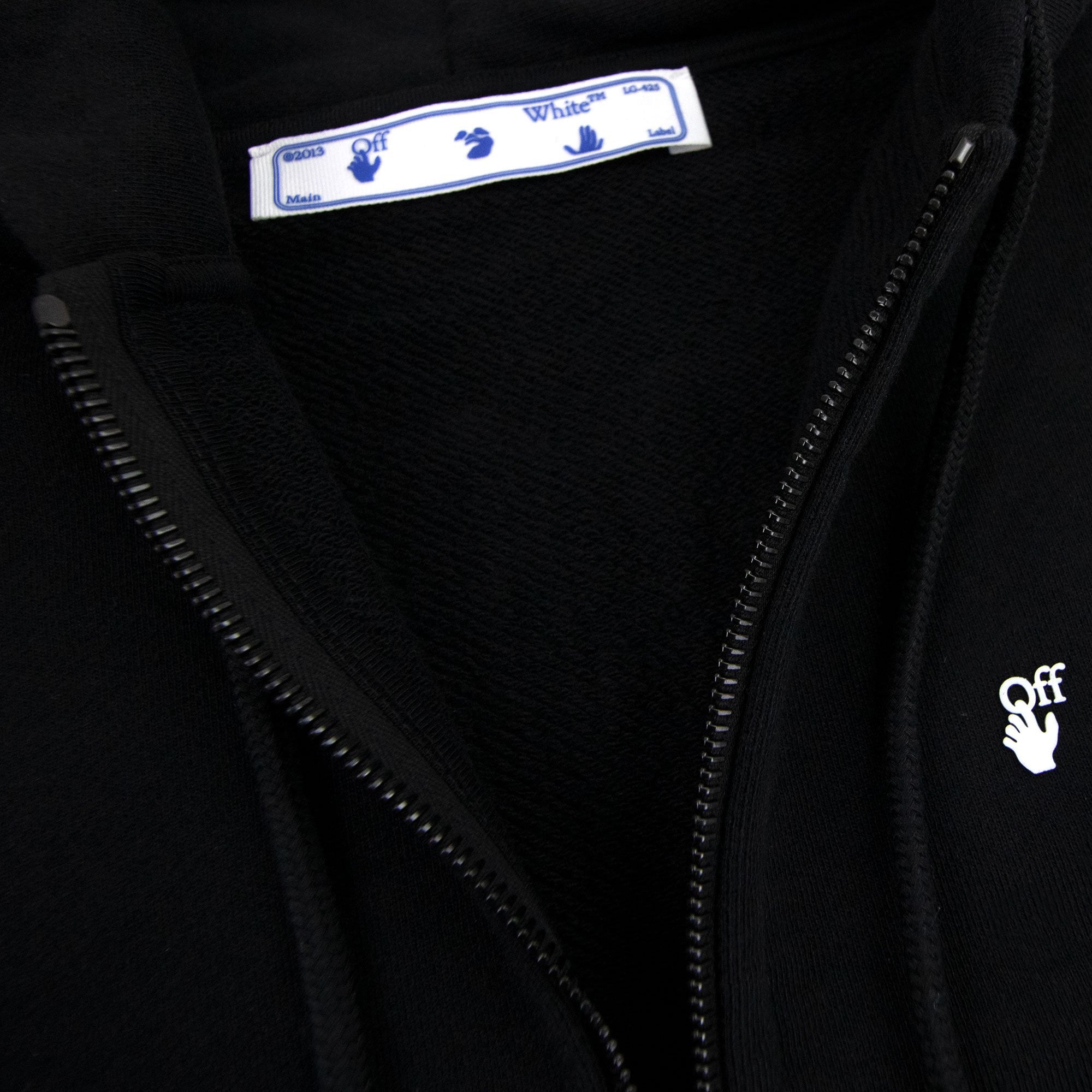 Off White Ow Logo Slim Zip Hoody Black/white