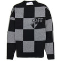 Off White Check Knitted Crewnwck Sweatshirt Black/black