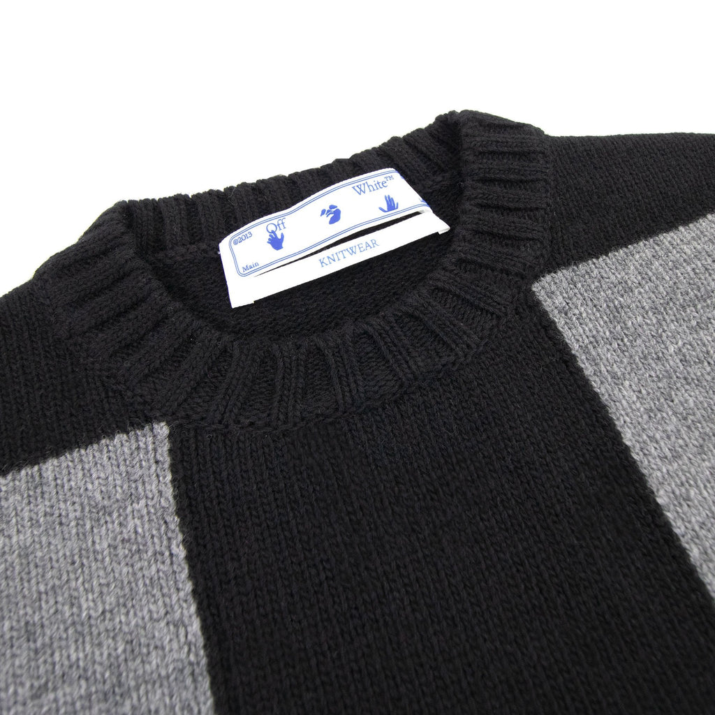 Off White Check Knitted Crewnwck Sweatshirt Black/black