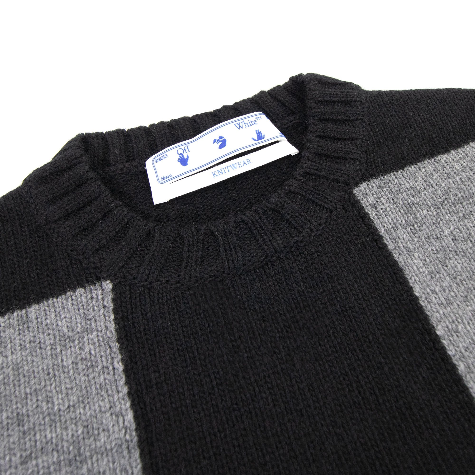 Off White Check Knitted Crewnwck Sweatshirt Black/black