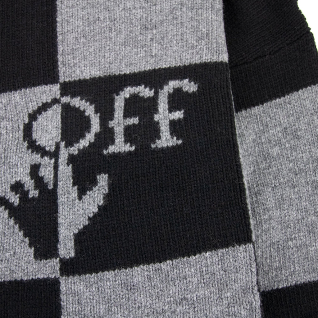 Off White Check Knitted Crewnwck Sweatshirt Black/black