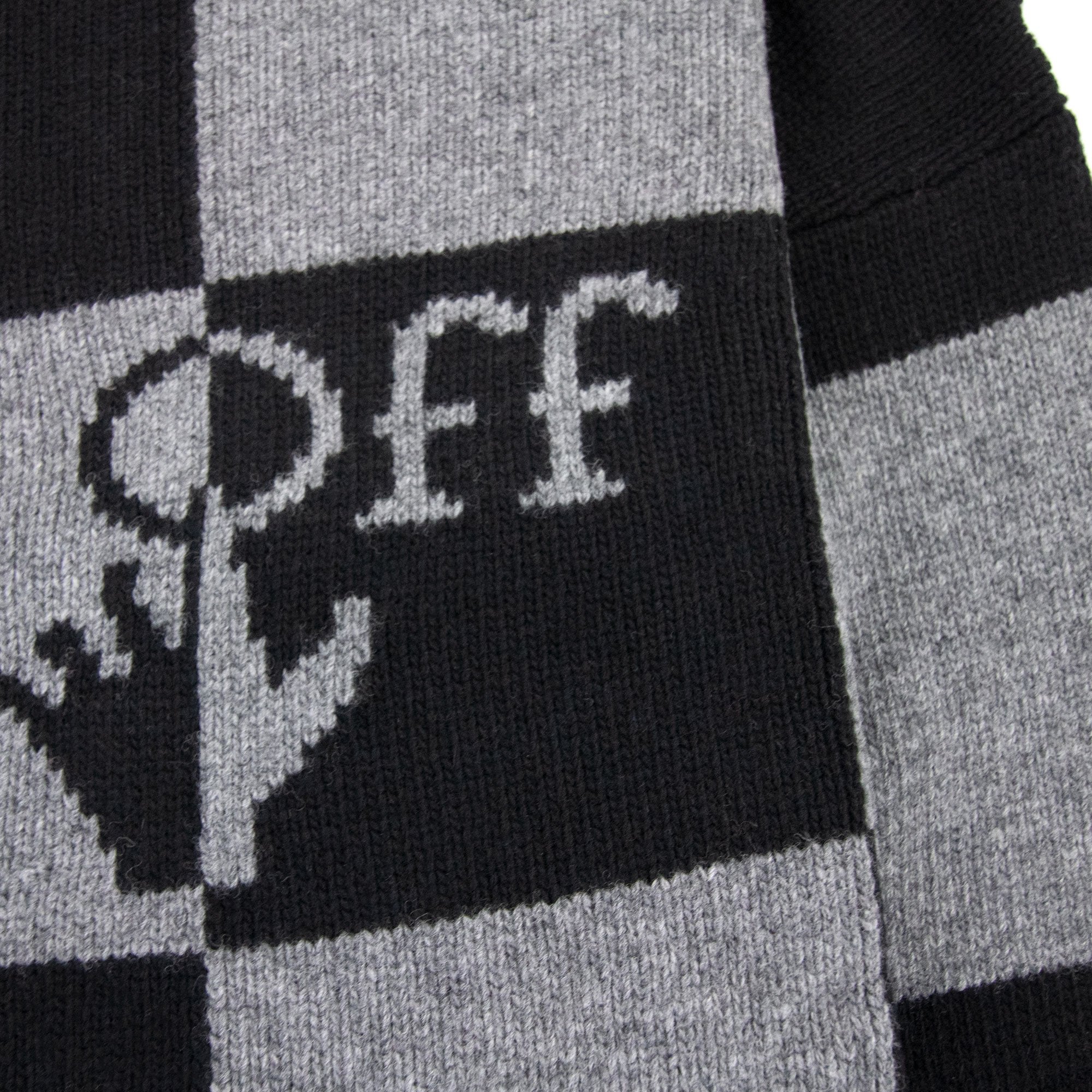 Off White Check Knitted Crewnwck Sweatshirt Black/black