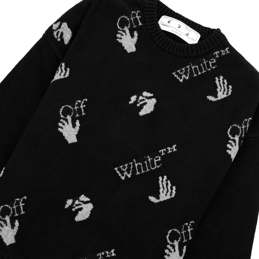 Off White All Over Logo Knitted Sweatshirt Black/grey
