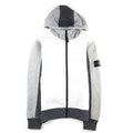 Stone Island Junior 61238 Arm Badge Zip Up Hooded Sweatshirt Grey V1063