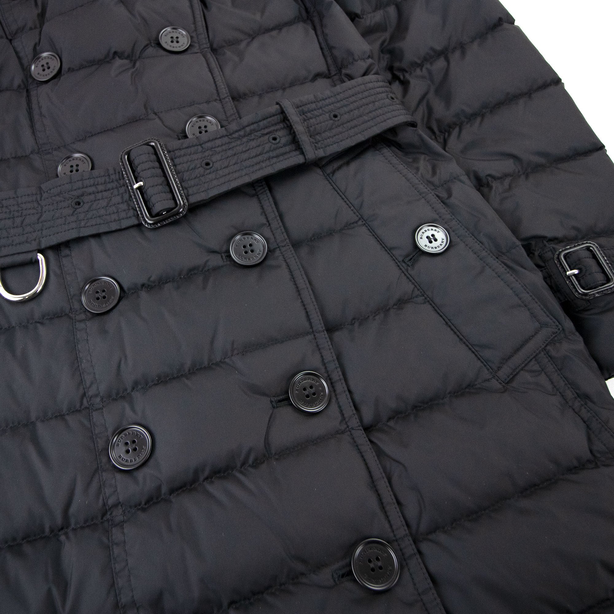Burberry Woman Detachable Hood Down Filled Coat Black