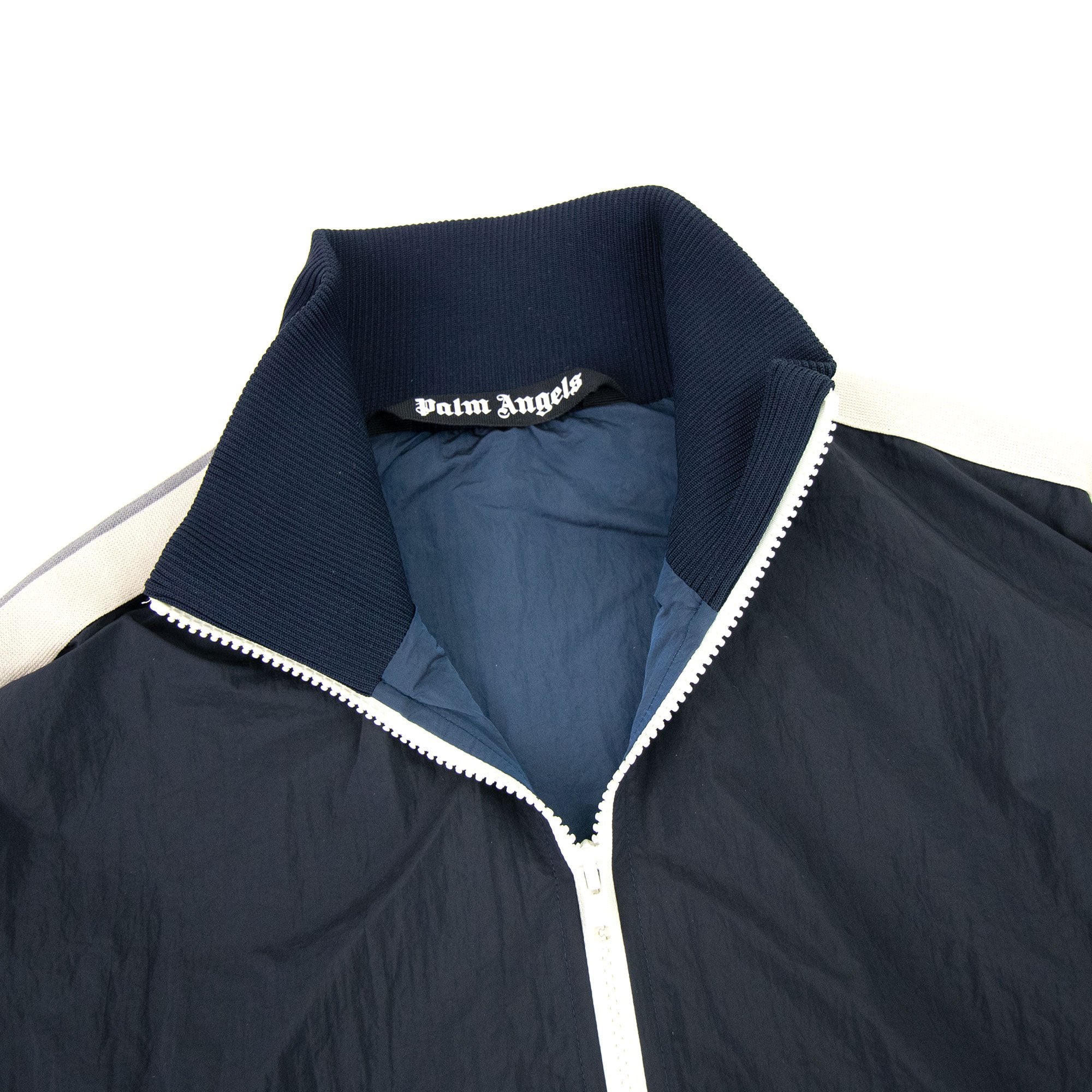 Palm Angels Curved Logo Wr Nylon Track Jacket Navy Blue