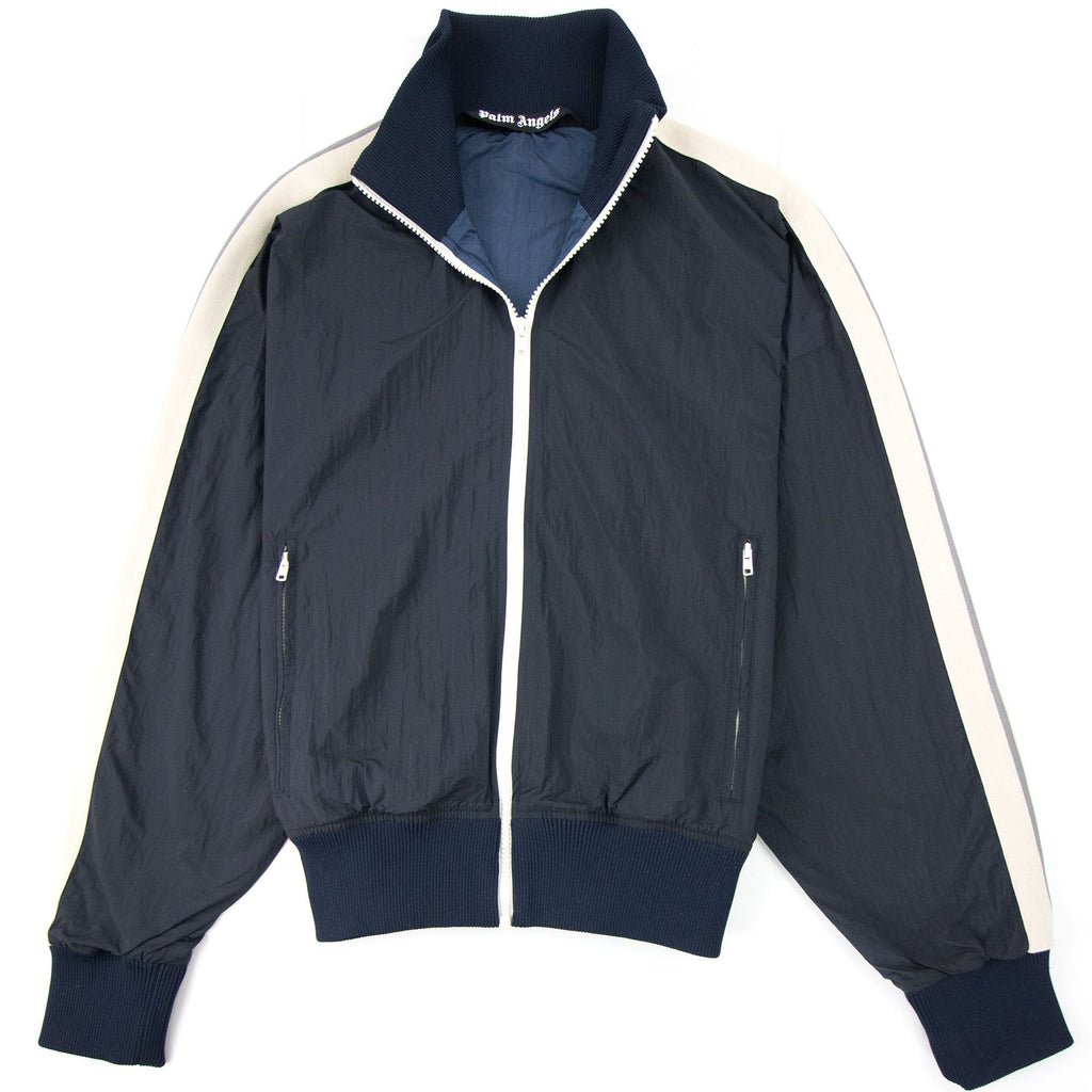Palm Angels Curved Logo Wr Nylon Track Jacket Navy Blue