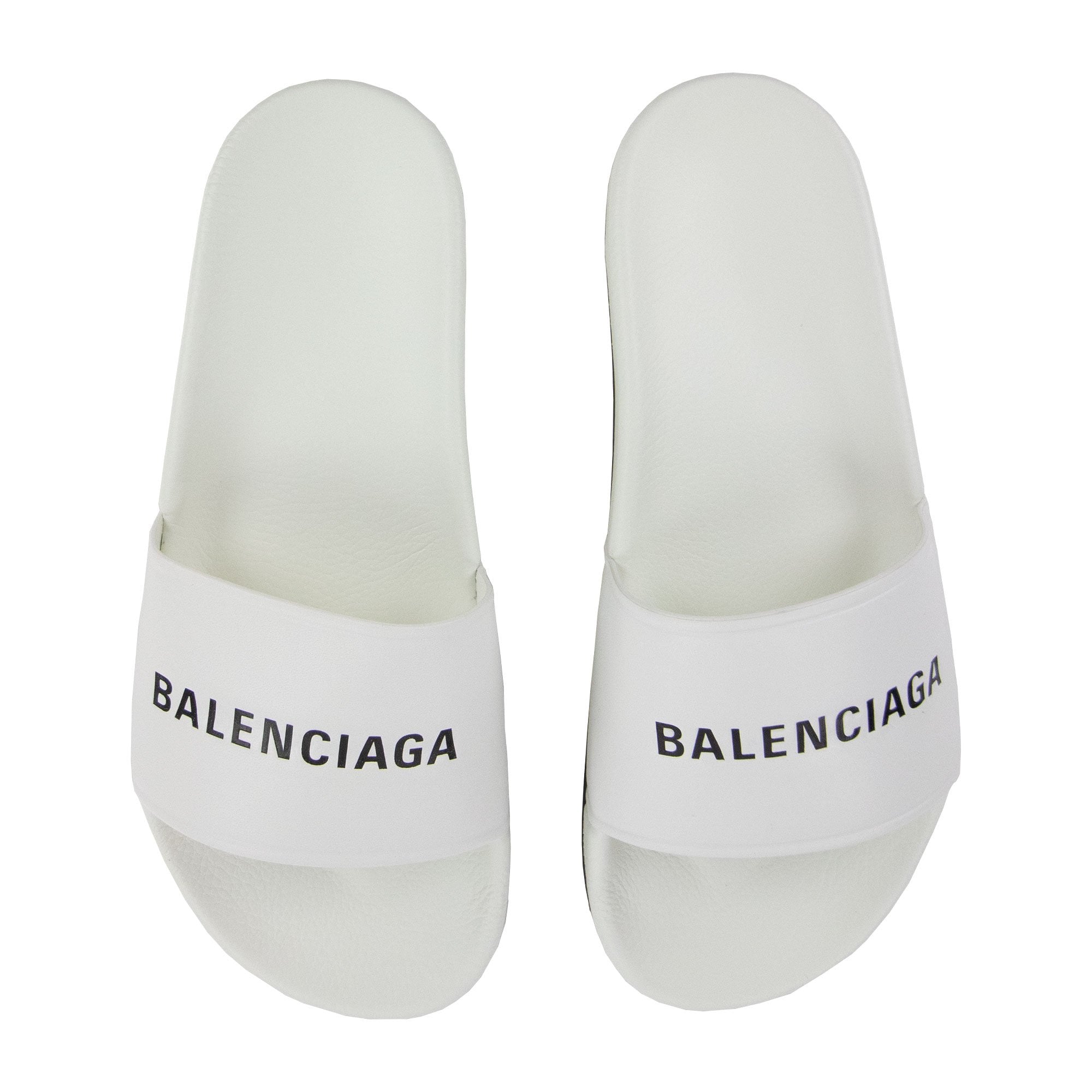 Balenciaga Logo Pool Sliders White