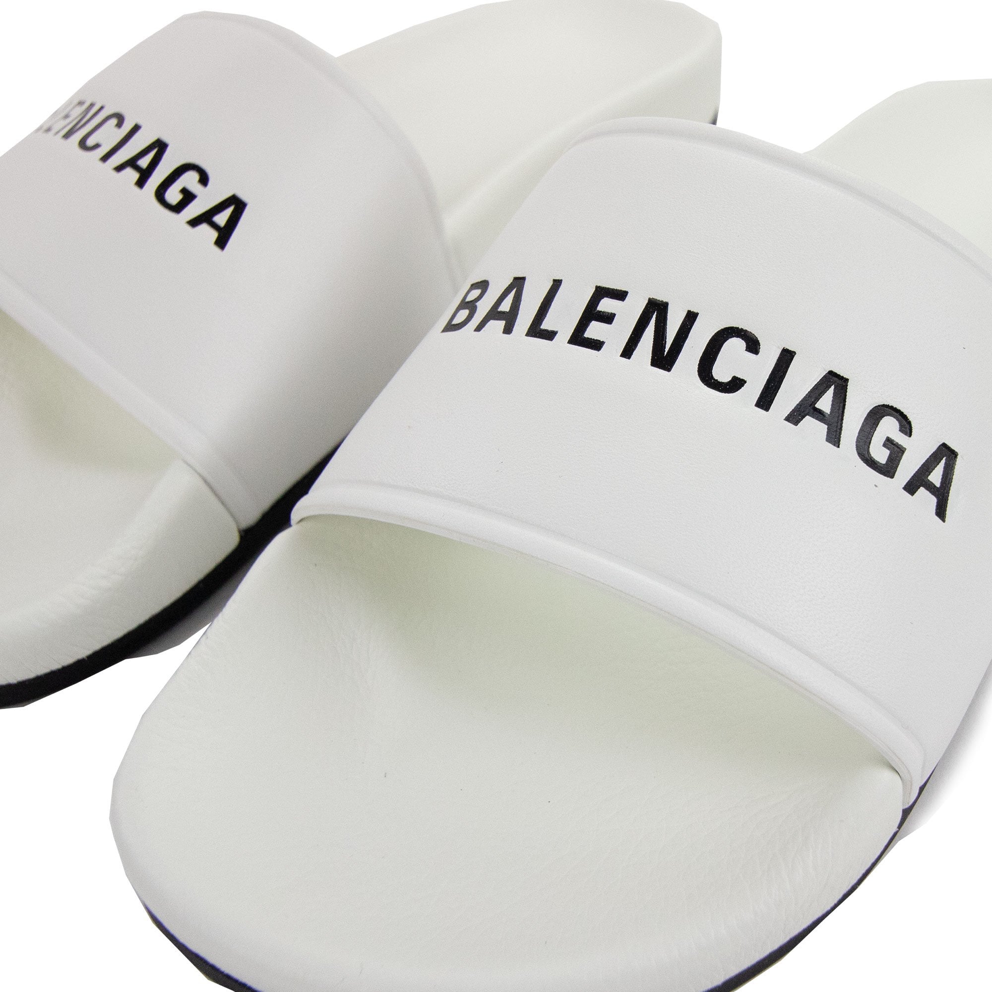 Balenciaga Logo Pool Sliders White