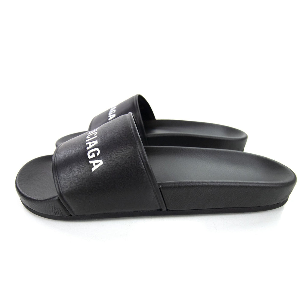Balenciaga Logo Pool Sliders Black
