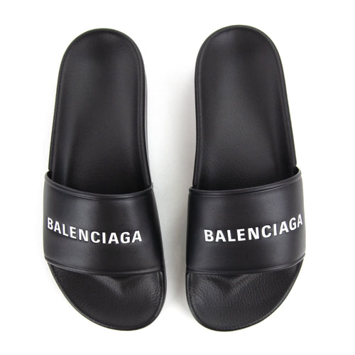 Balenciaga Logo Pool Sliders Black