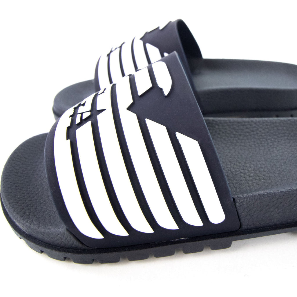 Emporio Armani GA Eagle Logo Rubber Sliders Blue/white