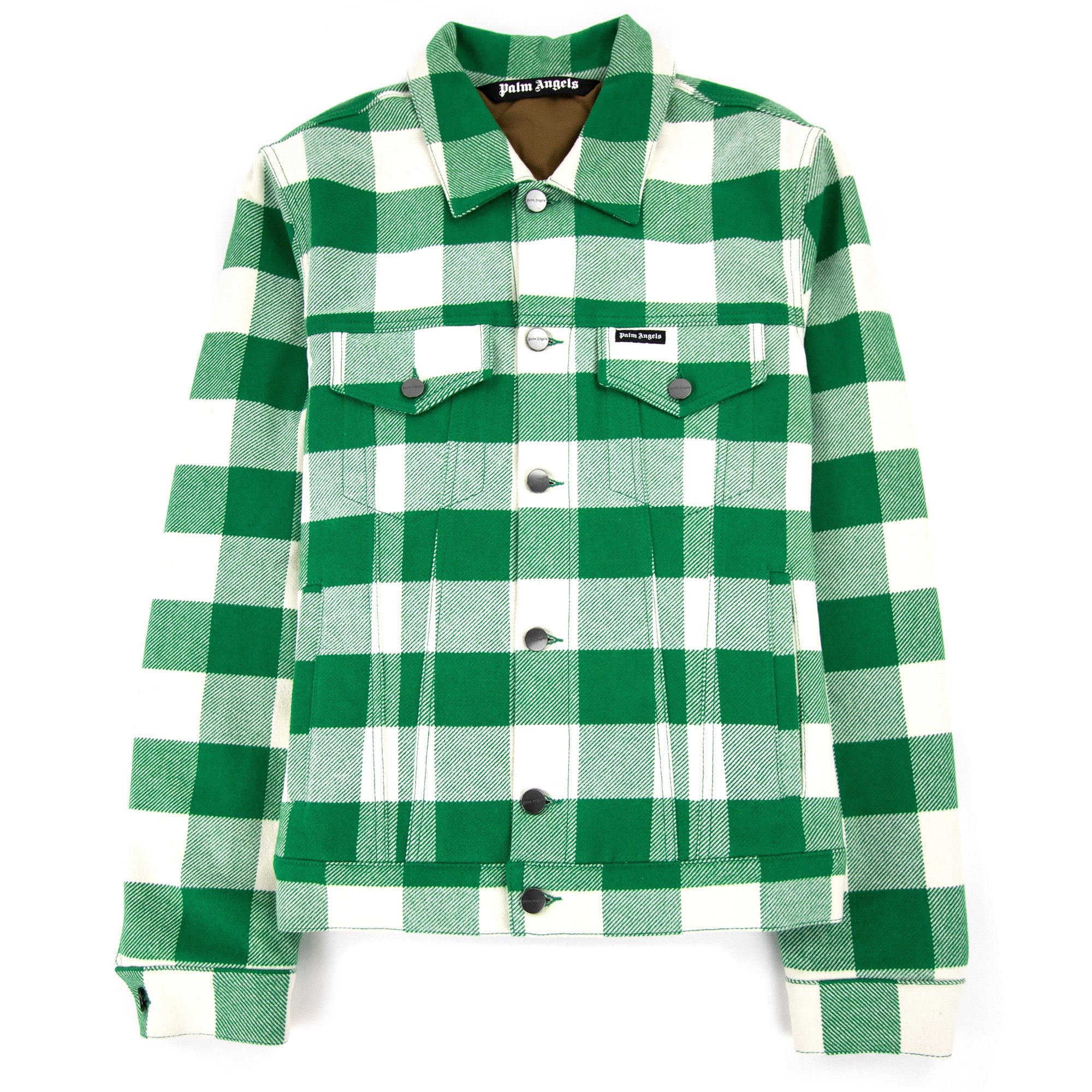 Palm Angels Curved Logo Check Jacket Green 310