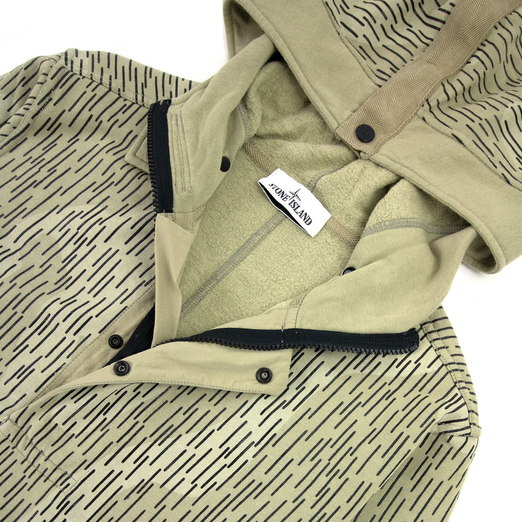 Stone Island 653e3 Cotton Fleece Rain Camo Print Ecru