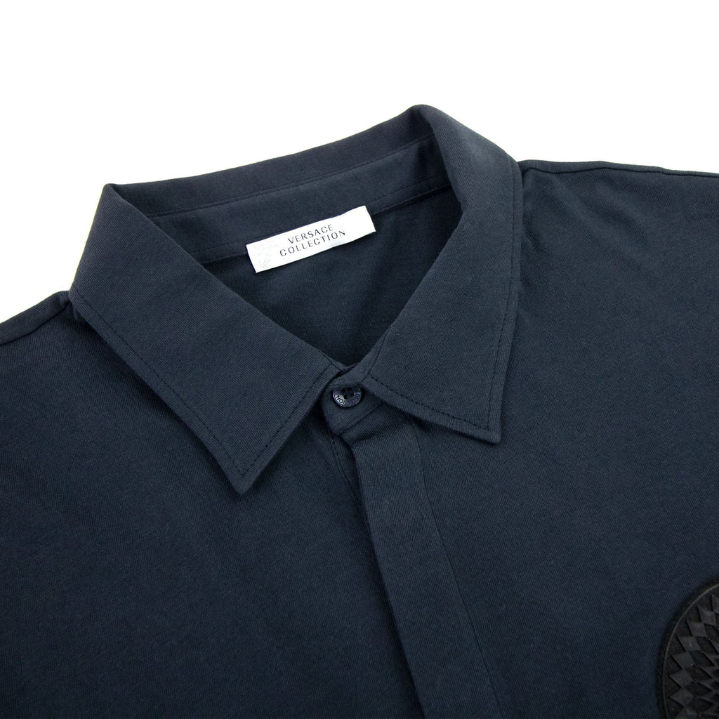Versace Collection Rubber Logo Medusa Polo Navy