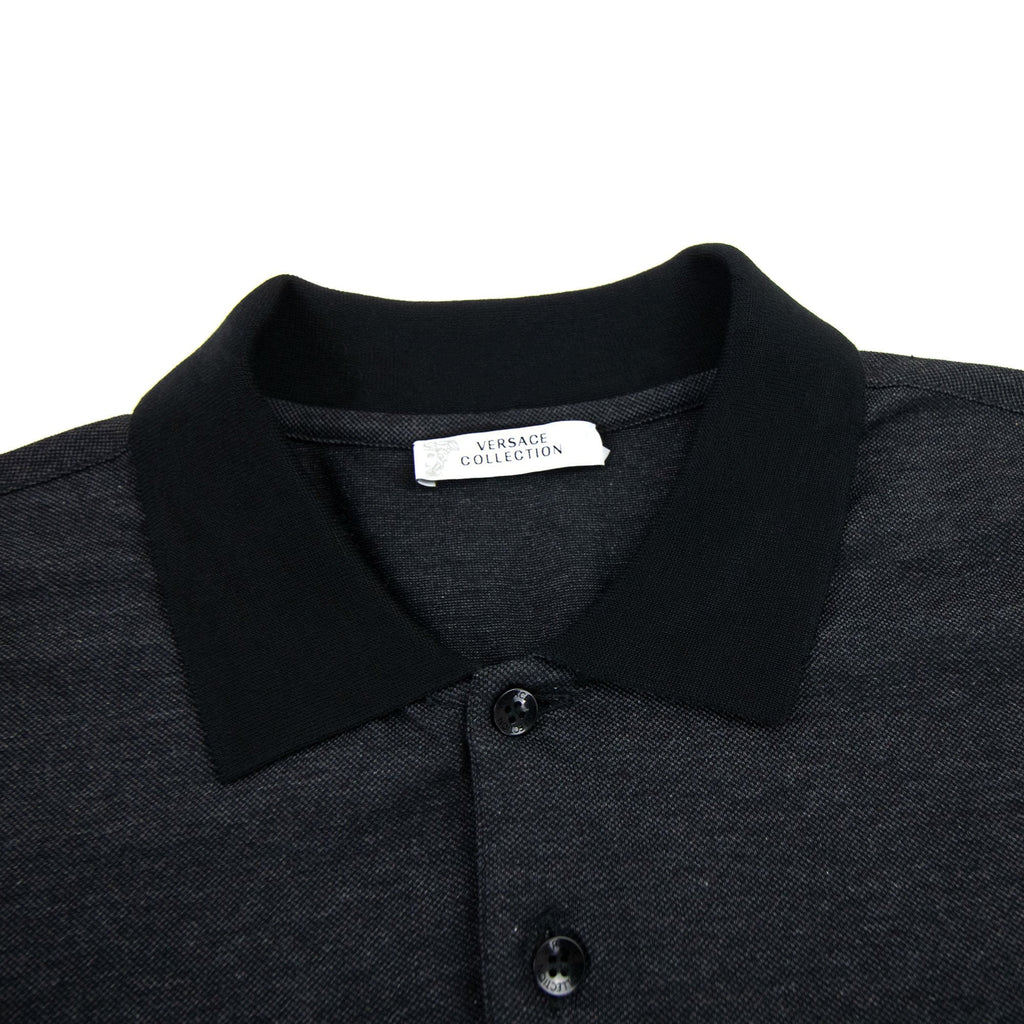 Versace Collection Embroidered Medusa Logo L/s Polo Black