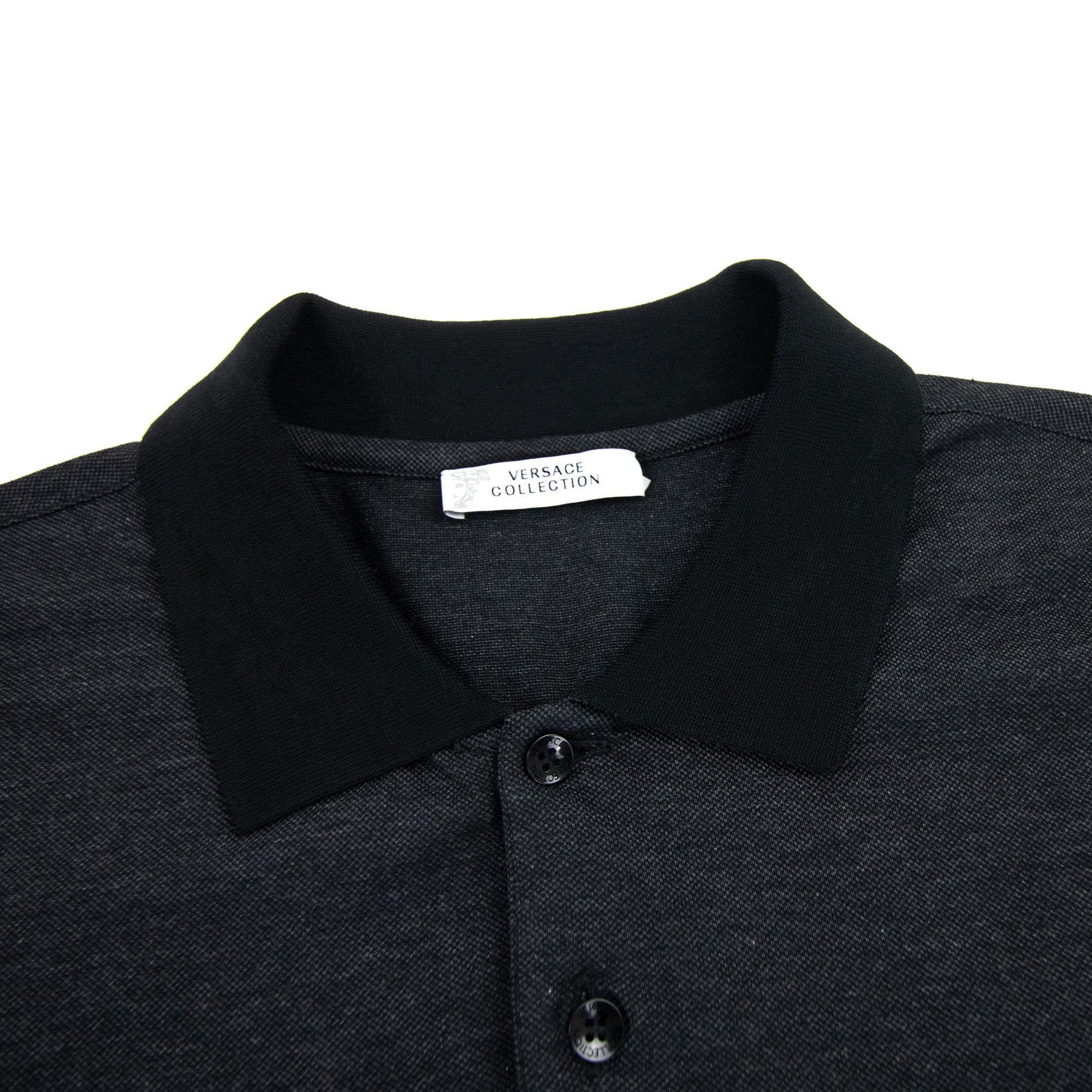 Versace Collection Embroidered Medusa Logo L/s Polo Black