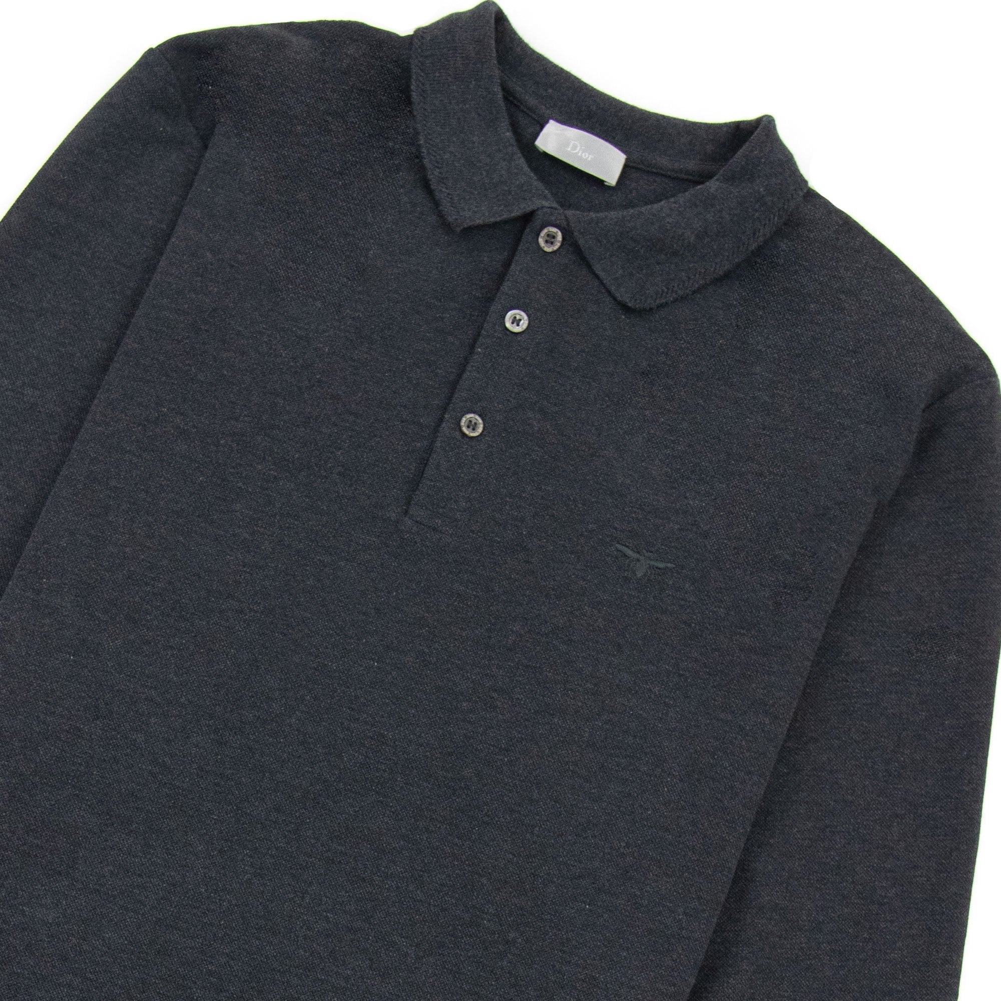 Christian Dior Bee Embroidery L/s Polo Dark Grey
