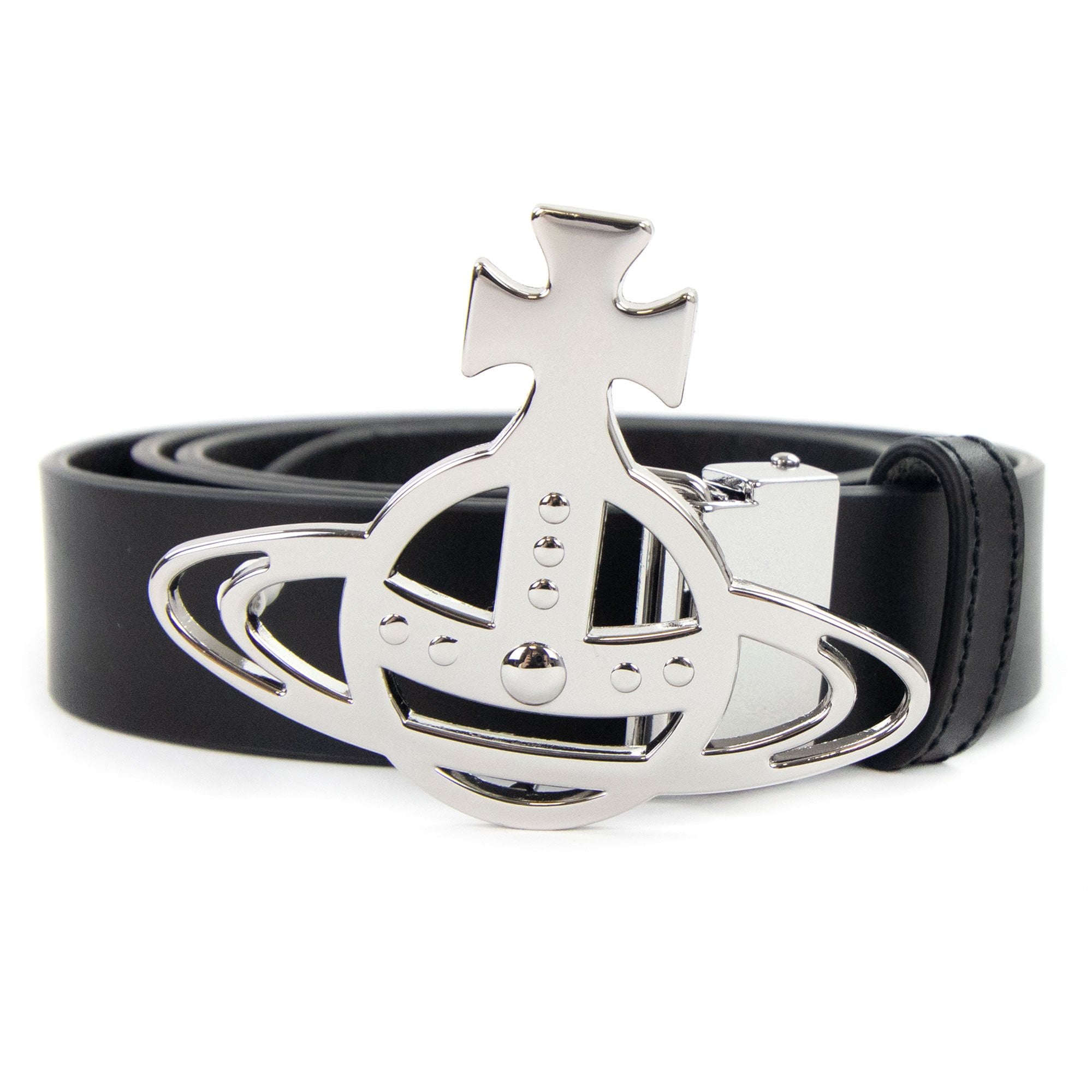 Vivienne Westwood Orb Buckle Embellished Leather Belt Black