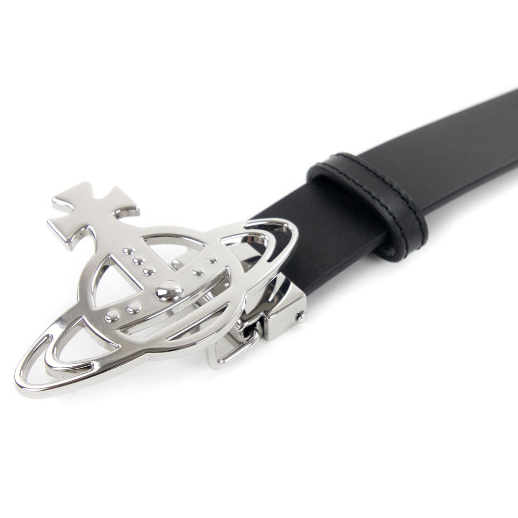 Vivienne Westwood Orb Buckle Embellished Leather Belt Black