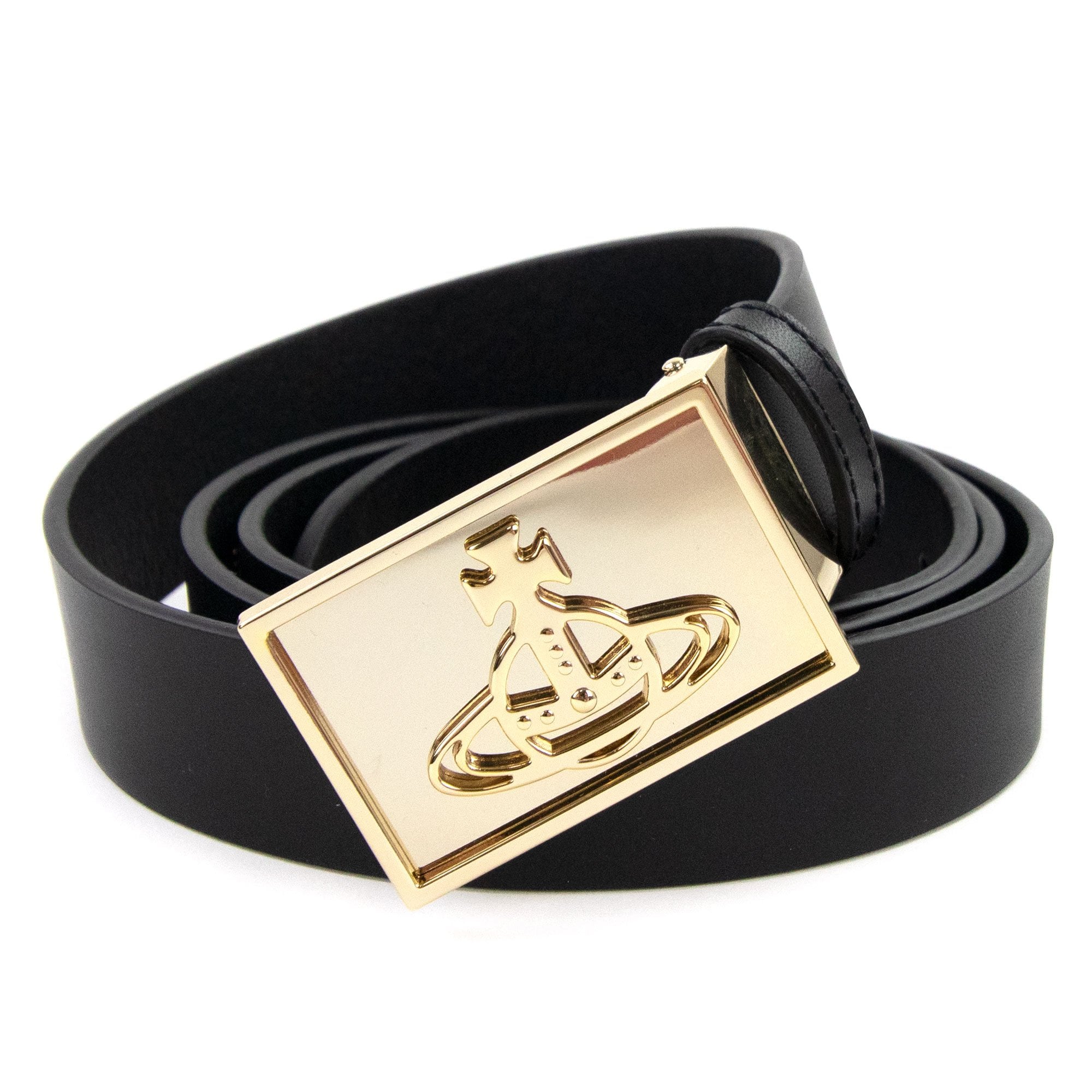 Vivienne Westwood Orb Square Buckle Belt Black/Gold
