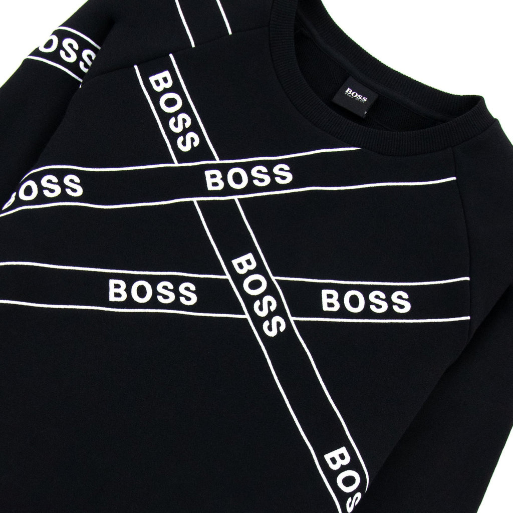 Hugo Boss Wrapped Artwork Logo Sweatshirt Black 001