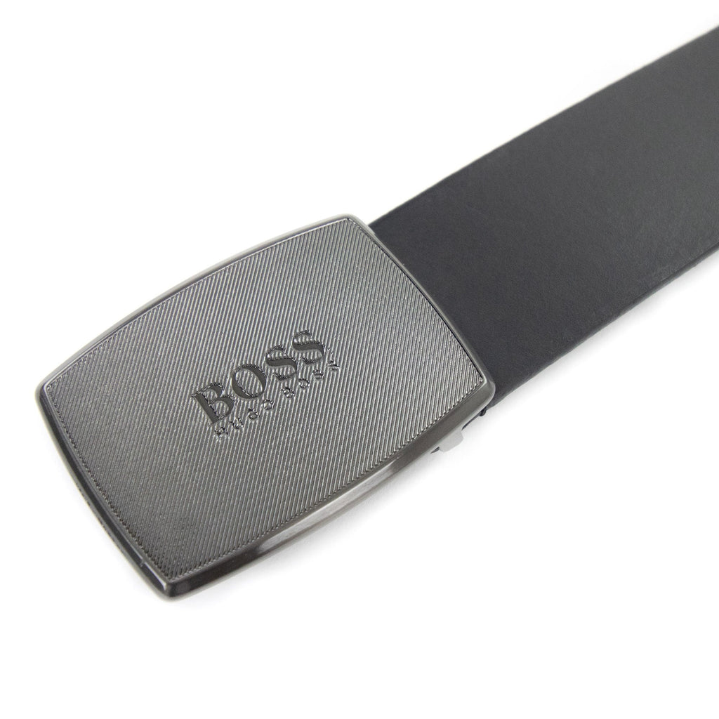Hugo Boss Jensy Structured Plaque Buckle Belt Black 001
