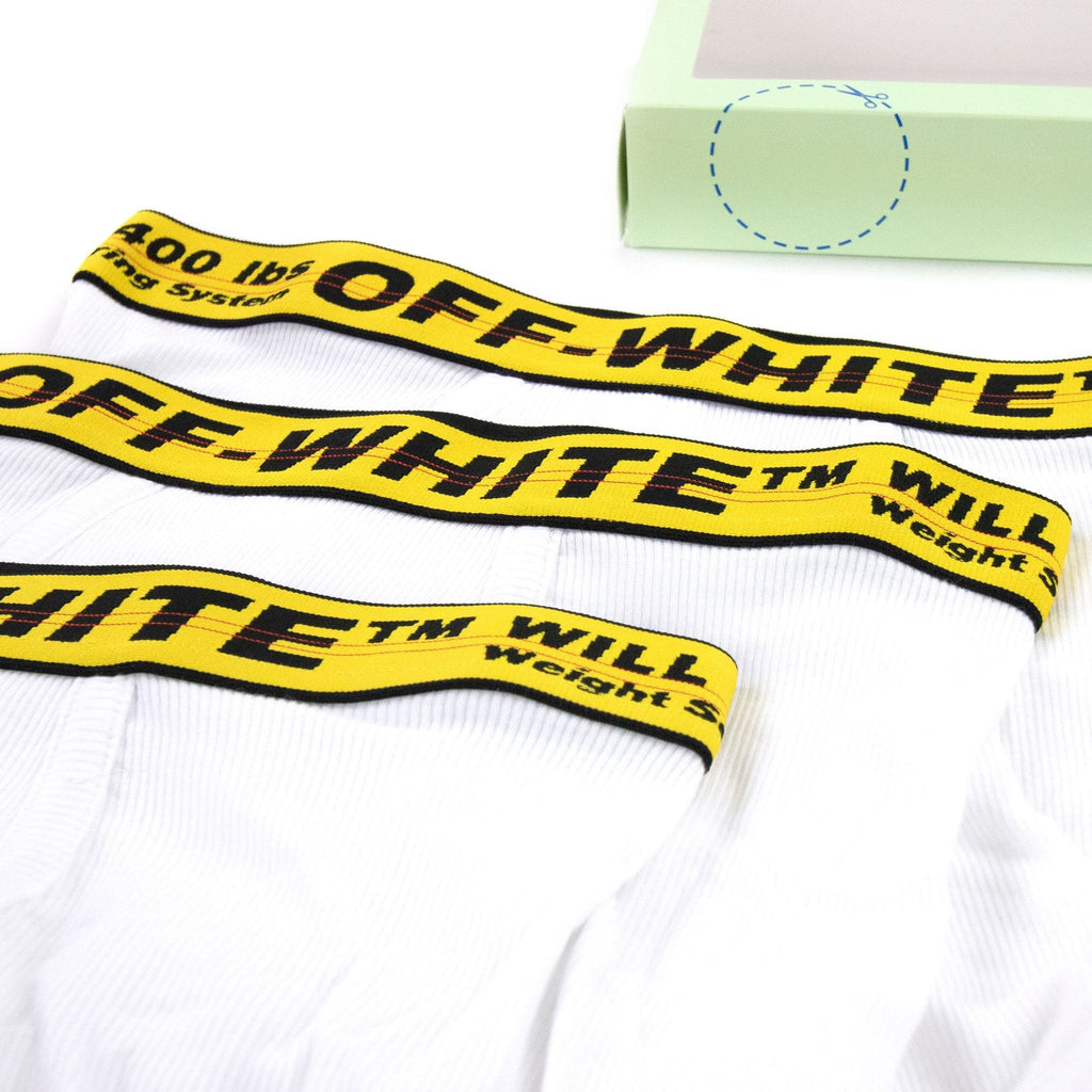 Off White Classic Industrial 3 Pack Boxer White/Yellow