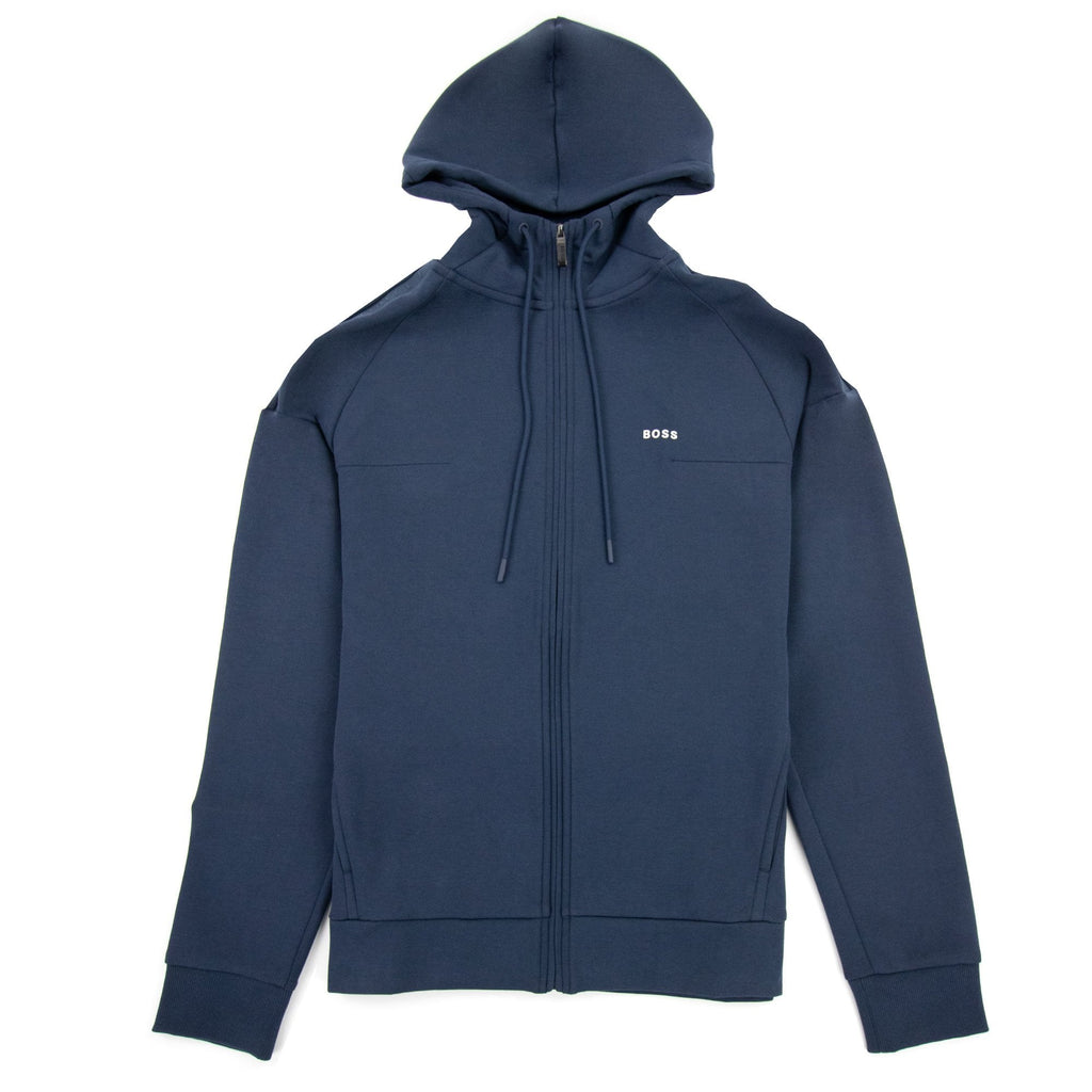 Hugo Boss Saggy 1 Logo Zip Up Sweatshirt Navy 410