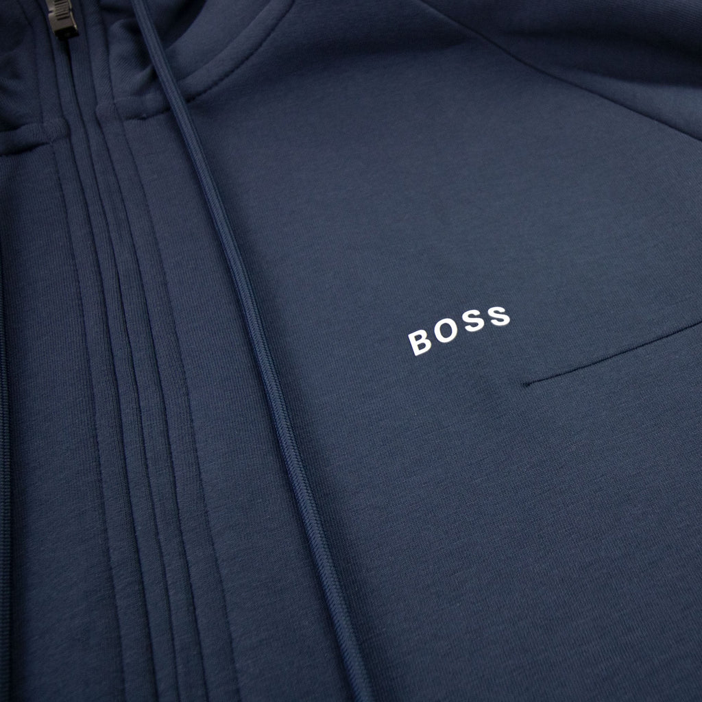 Hugo Boss Saggy 1 Logo Zip Up Sweatshirt Navy 410