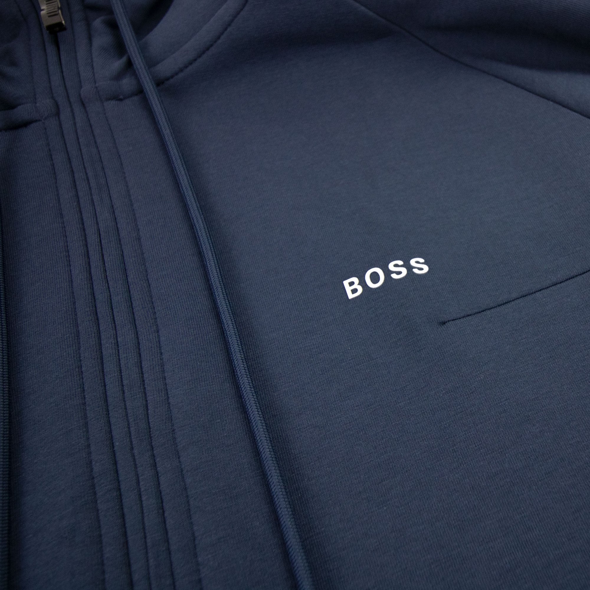 Hugo Boss Saggy 1 Logo Zip Up Sweatshirt Navy 410