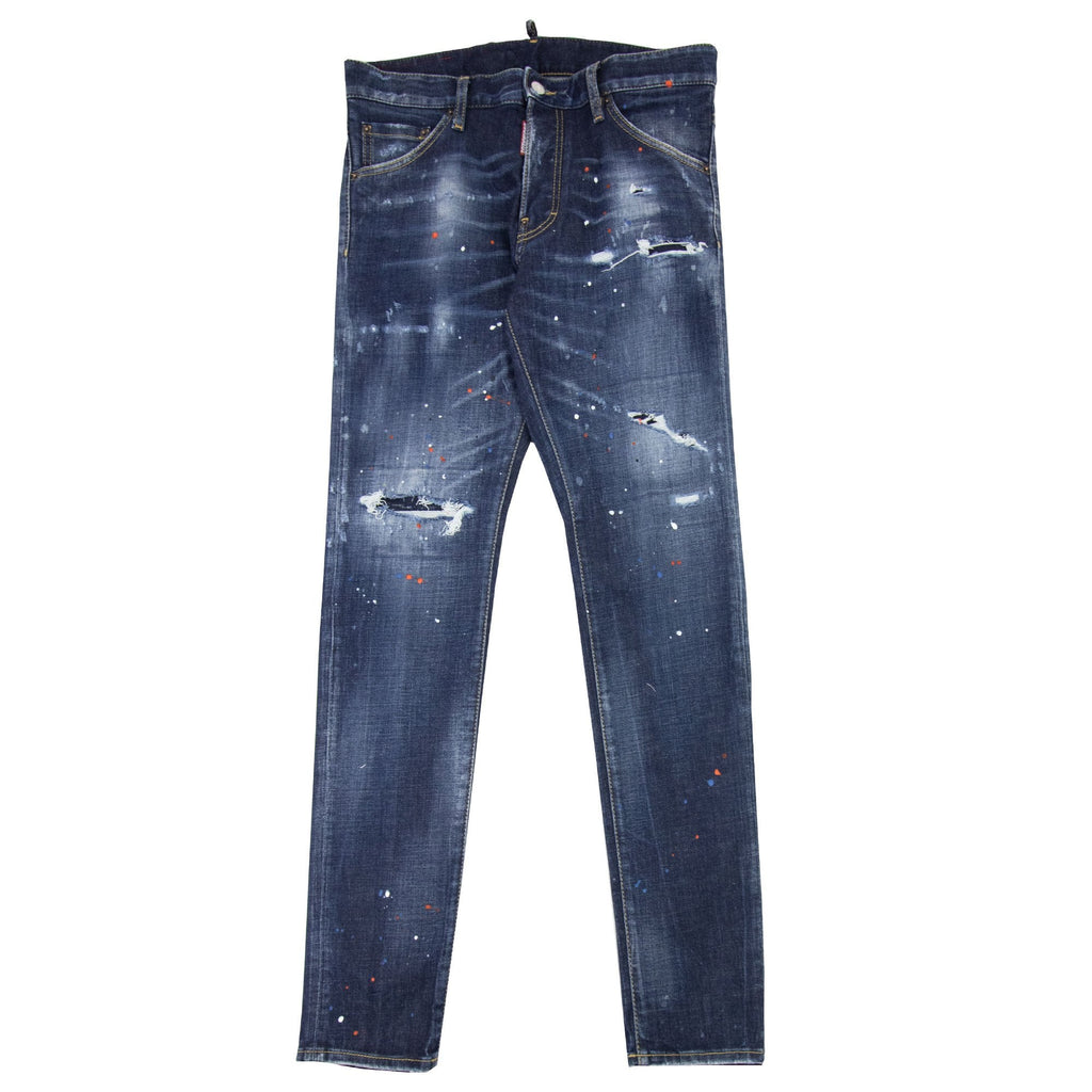 Dsquared2 Dark Ripped Red & Blue Spots Wash Cool Guy Jeans Denim 470