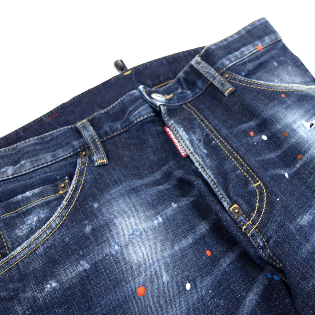 Dsquared2 Dark Ripped Red & Blue Spots Wash Cool Guy Jeans Denim 470
