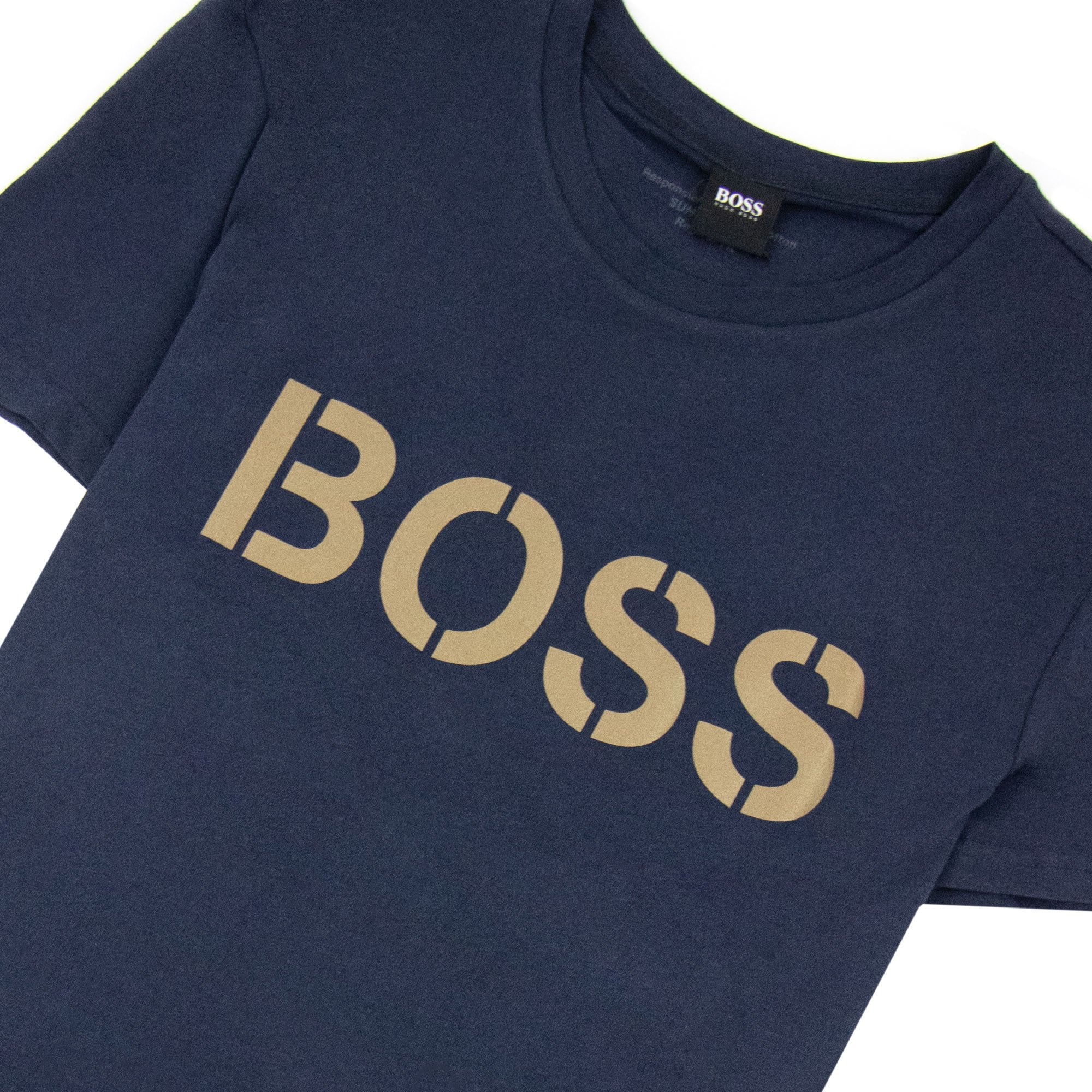 Hugo Boss Rn Special Striped Logo T Shirt Dark Navy 403