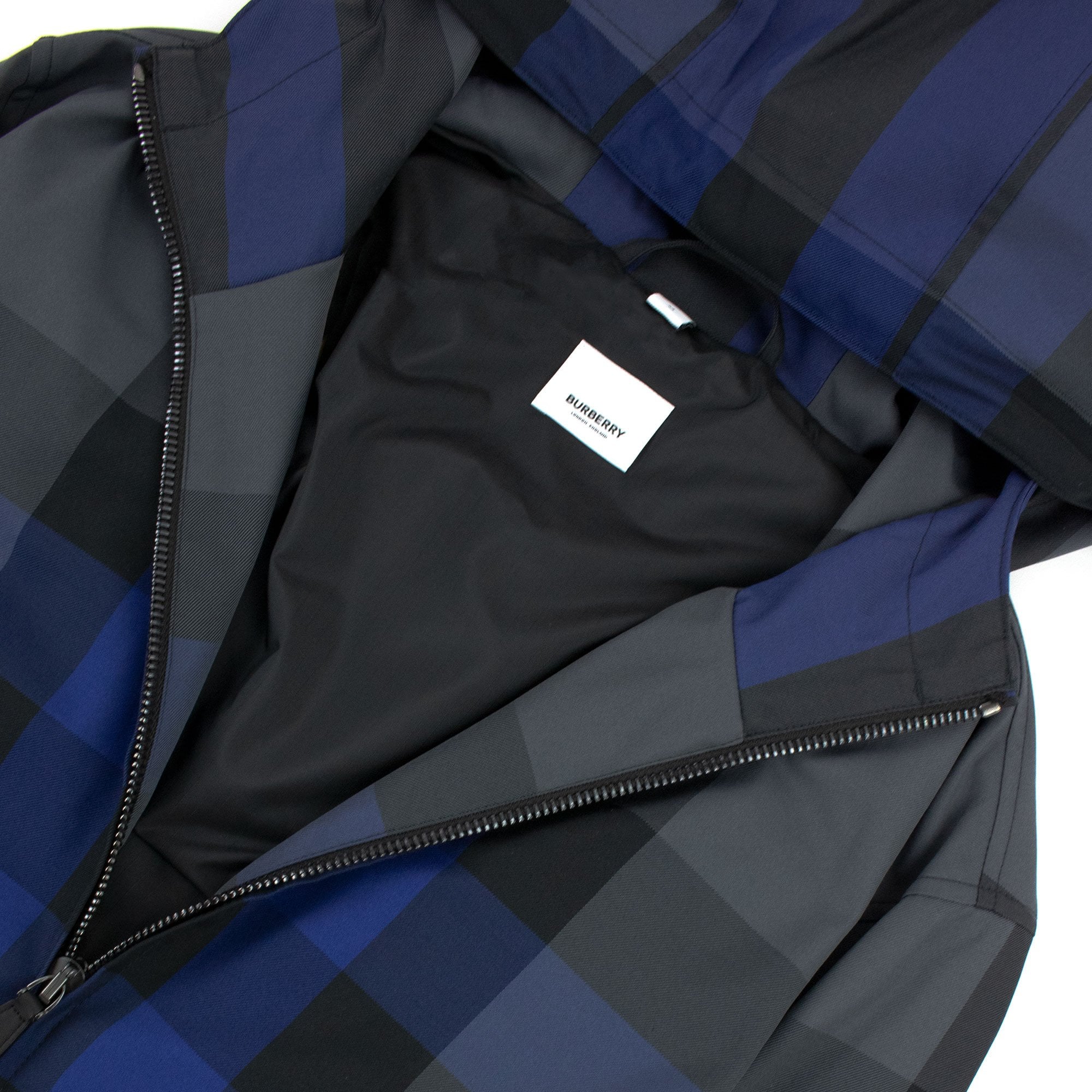 Burberry Check Cotton Blend Hooded Jacket Oceanic Blue | ONU – Onu