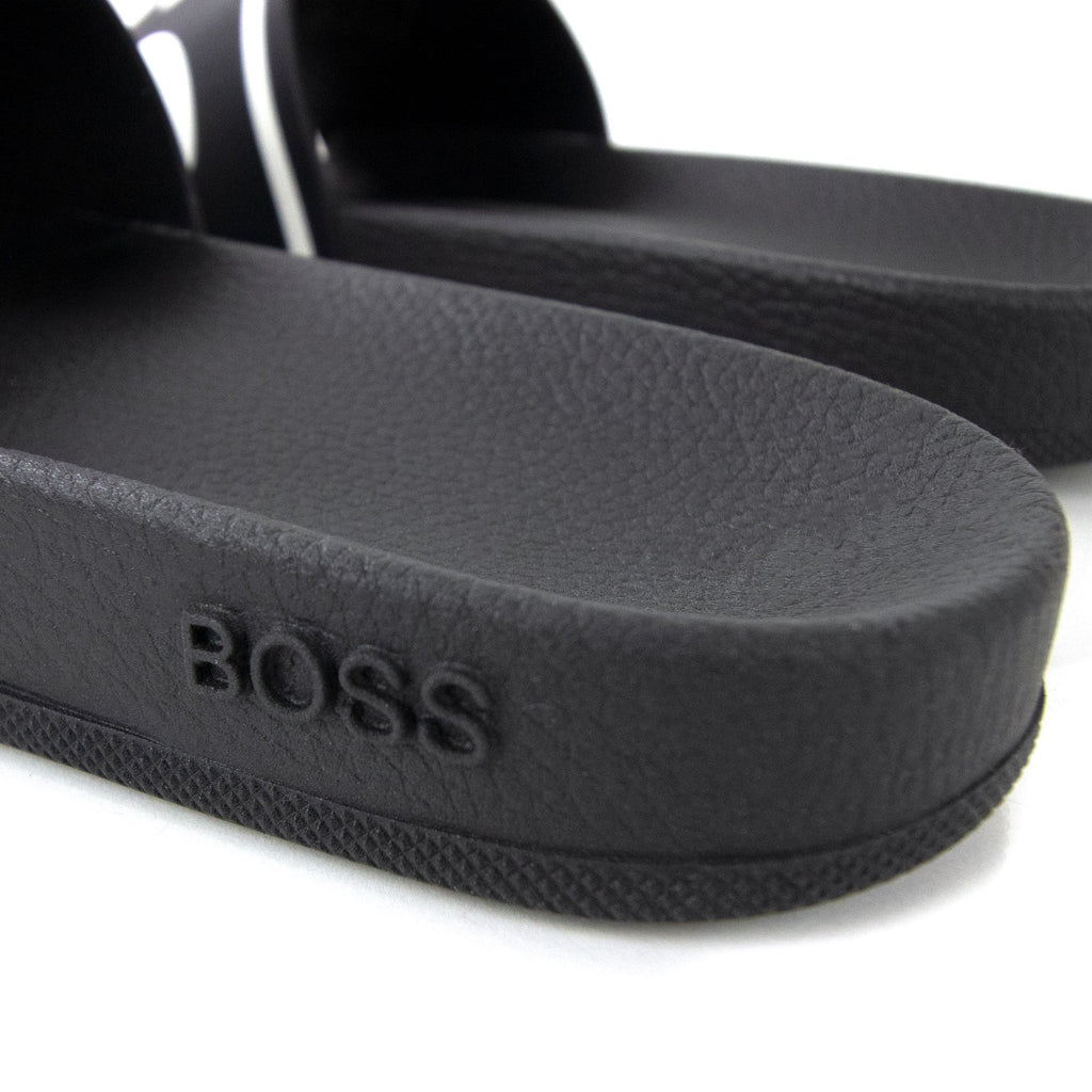 Hugo Boss Bay Stripe Logo Sliders Black 001