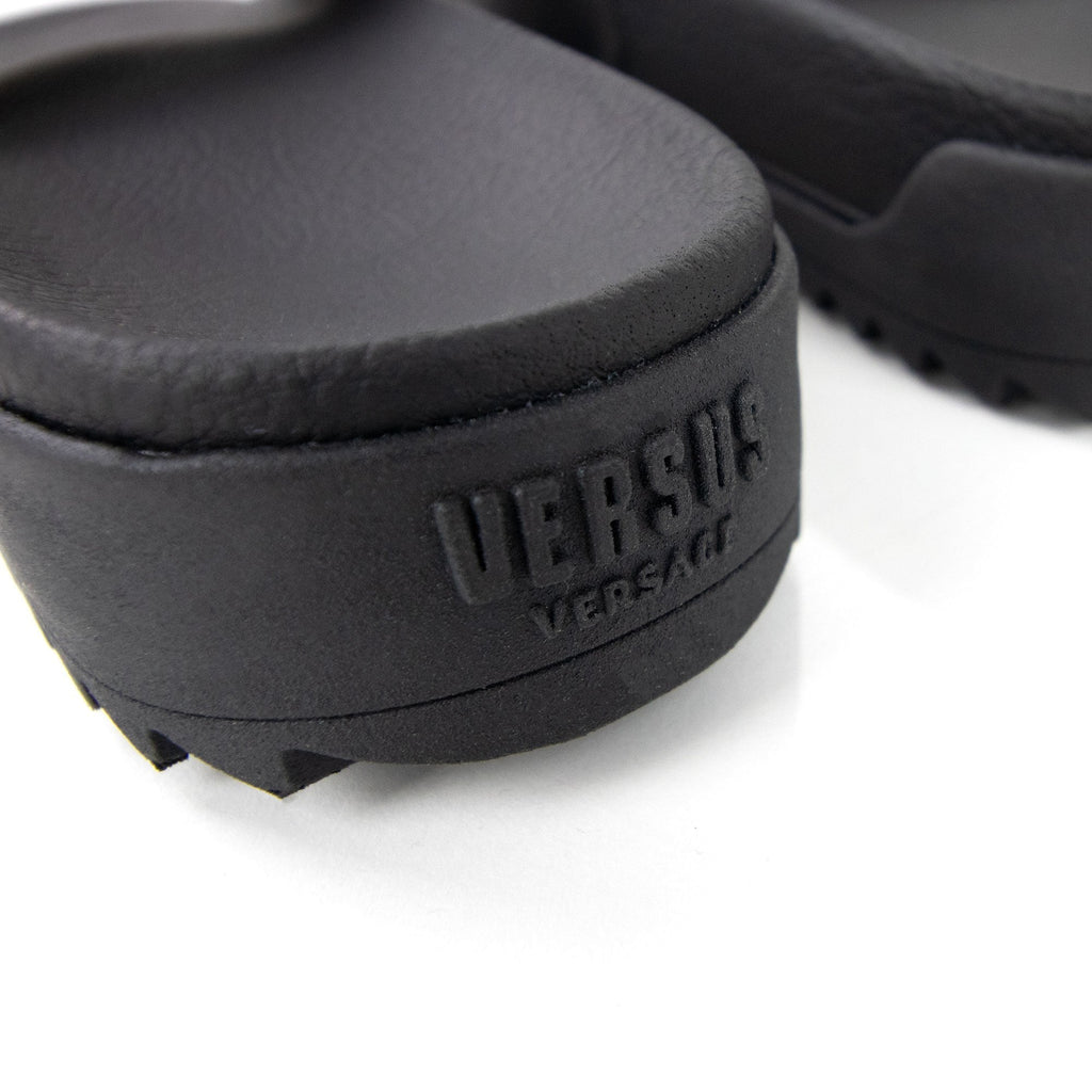 Versace Versus Rubber Sole Metal Logo Slider Black
