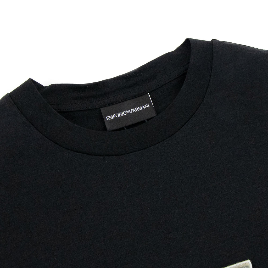 Emporio Armani Felt Eagle Patch Tencel Blend T Shirt Black 999