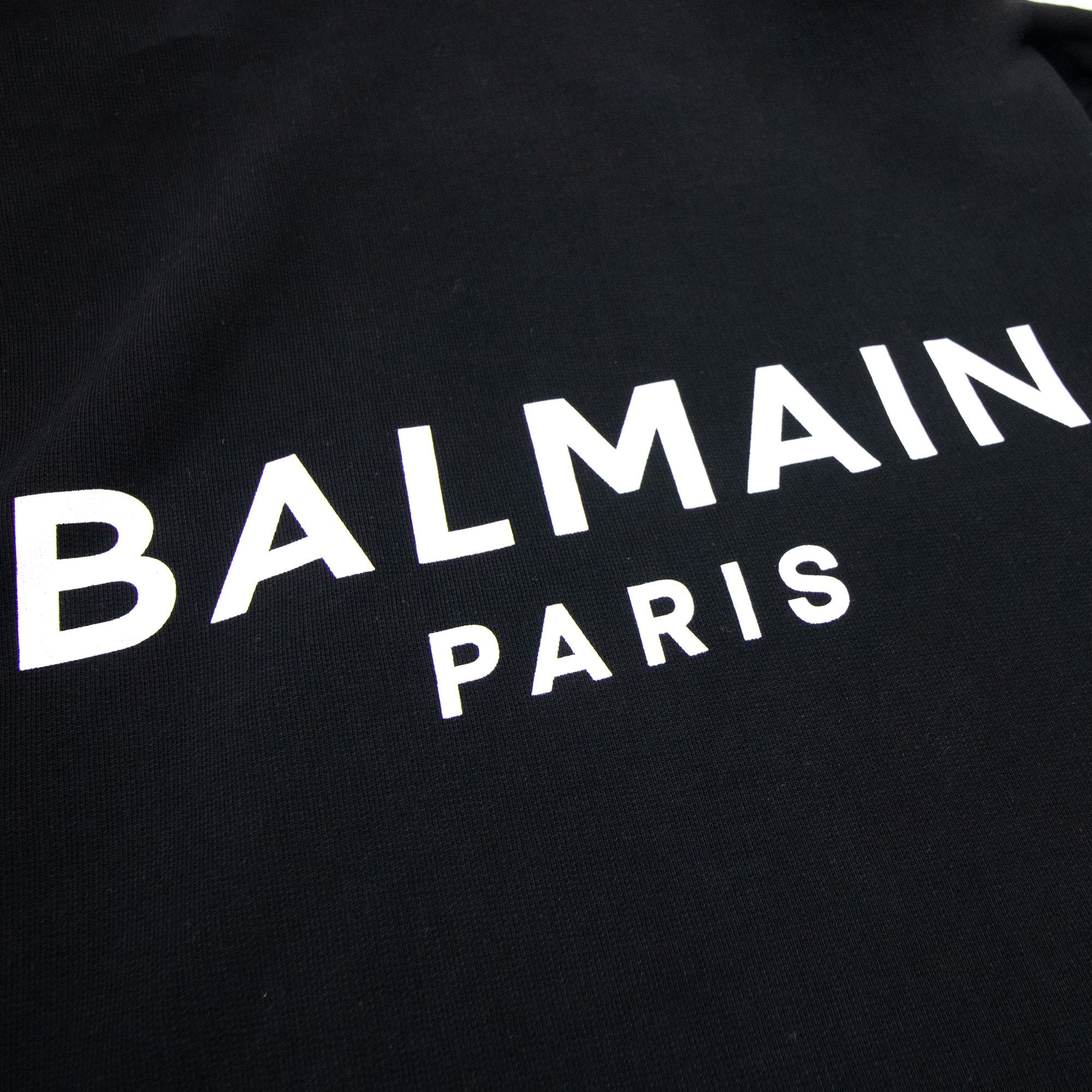 Balmain Logo Print Drawstring Hoodie Black Eab