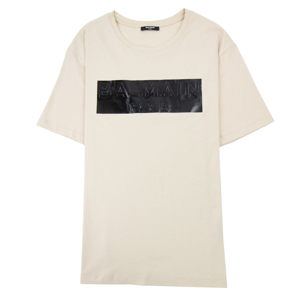 Balmain Logo Black Print T Shirt Ivory Gfe
