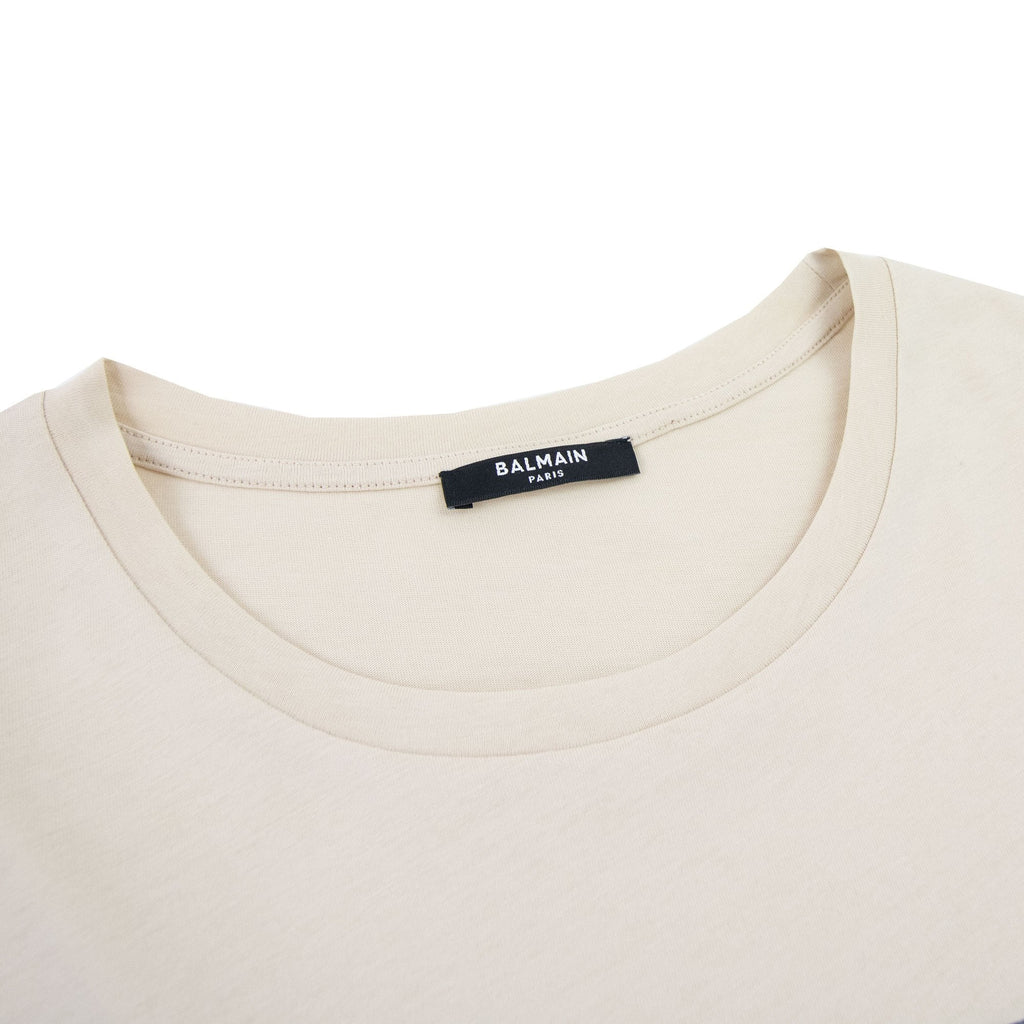 Balmain Logo Black Print T Shirt Ivory Gfe