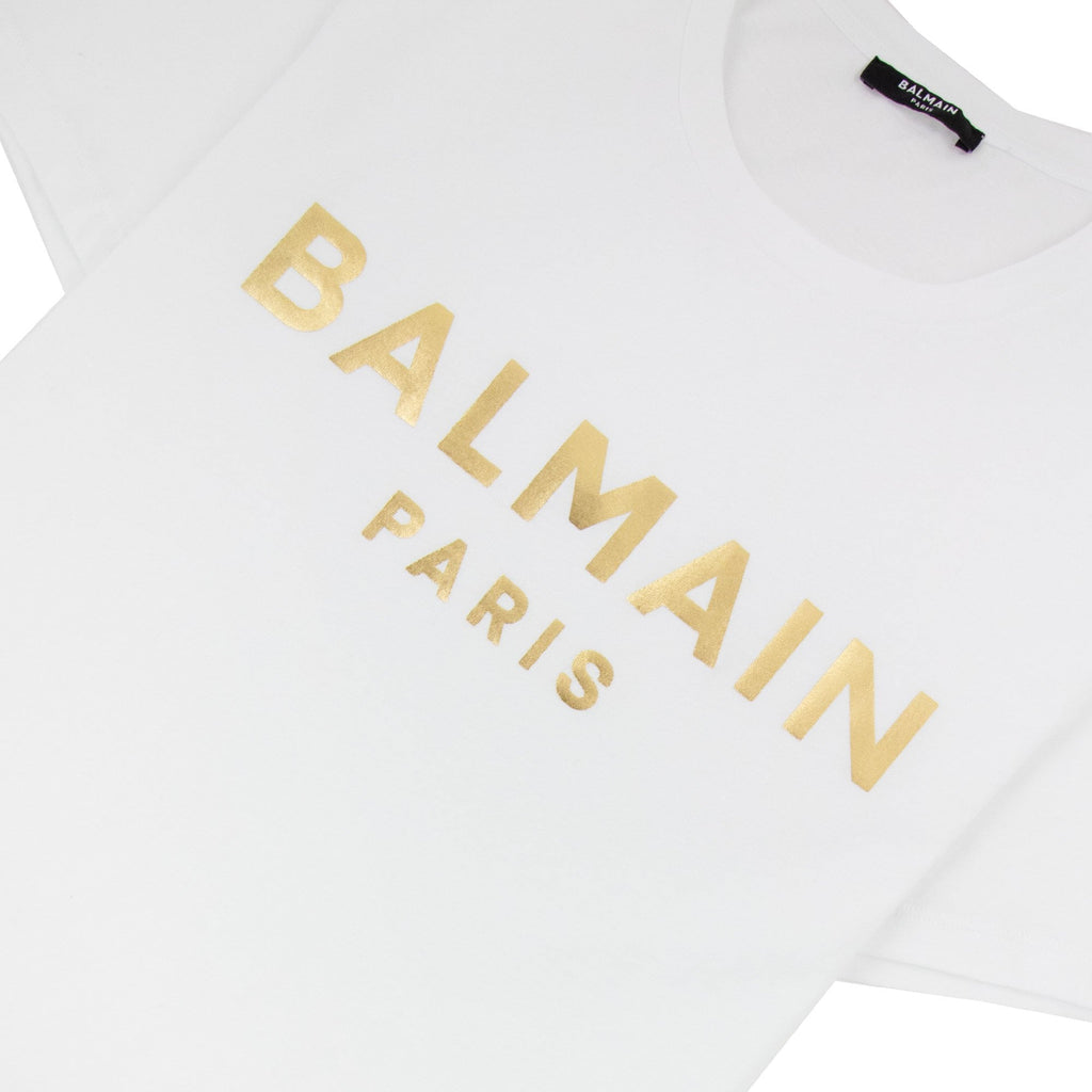 Balmain Metallic Logo Tshirt White Gad