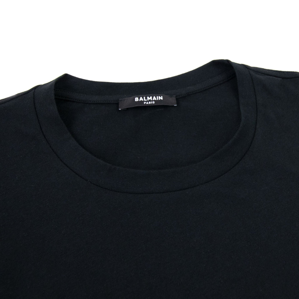 Balmain Gold Balmain Paris Logo Print T Shirt Black Ead
