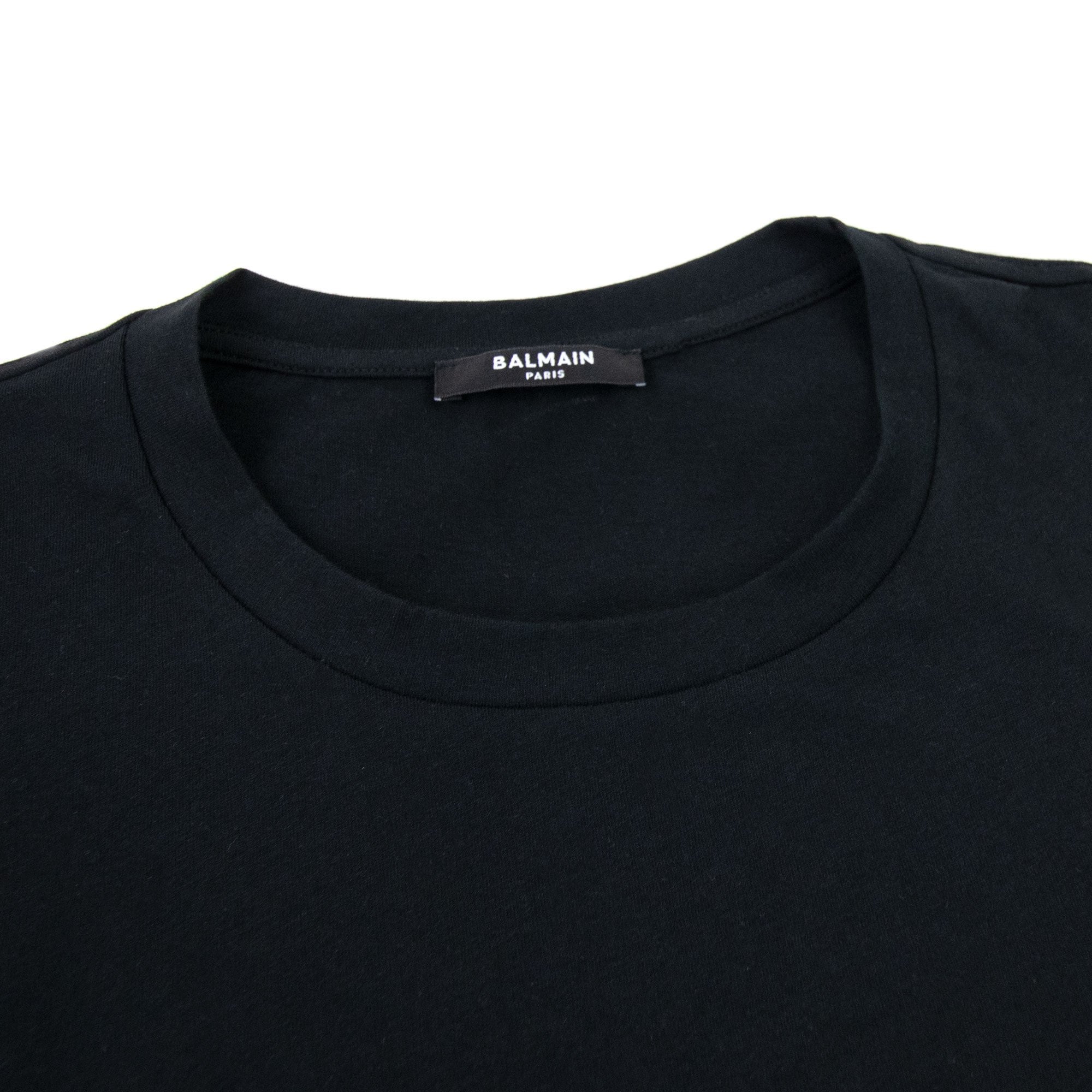 Balmain Gold Balmain Paris Logo Print T Shirt Black Ead