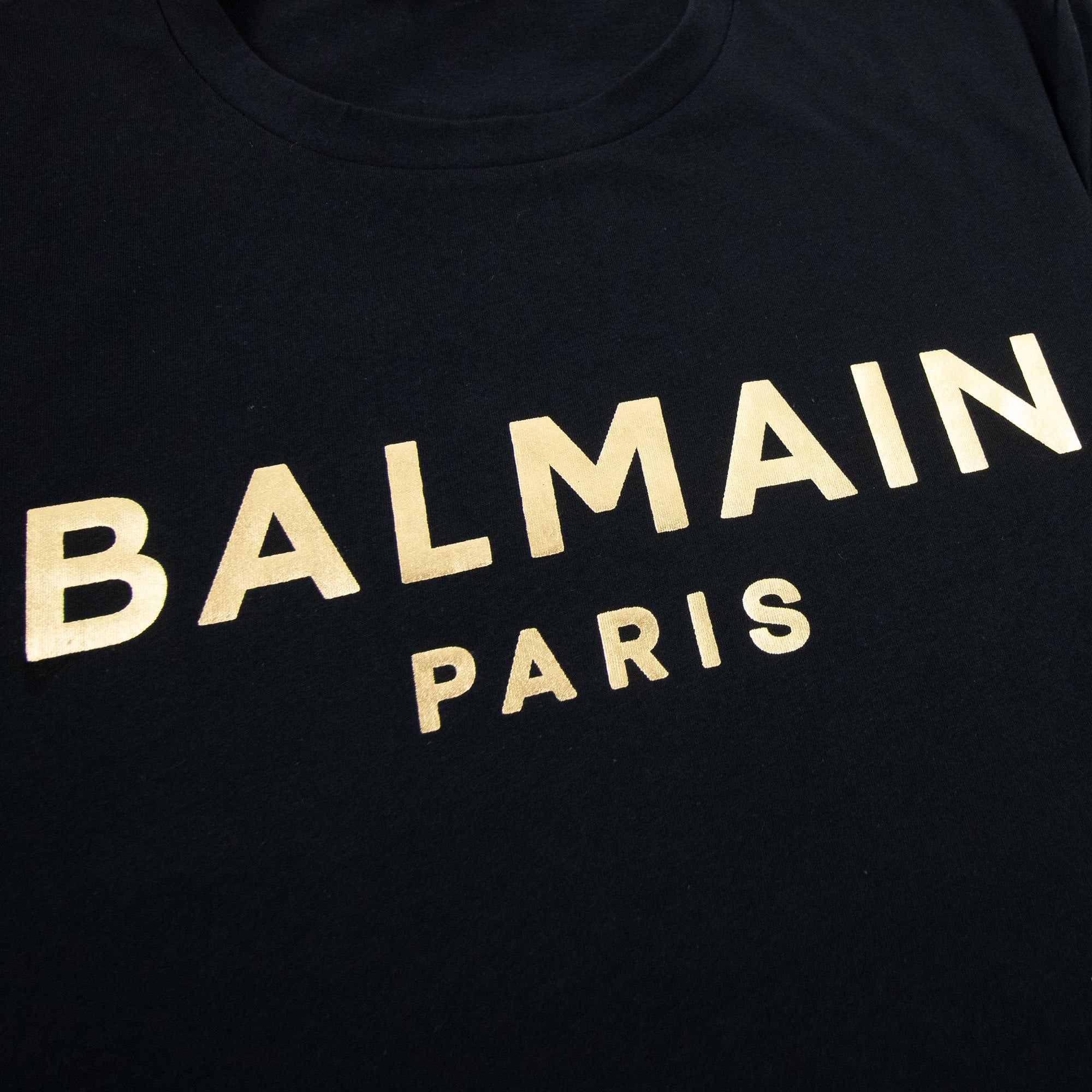 Balmain Gold Balmain Paris Logo Print T Shirt Black Ead